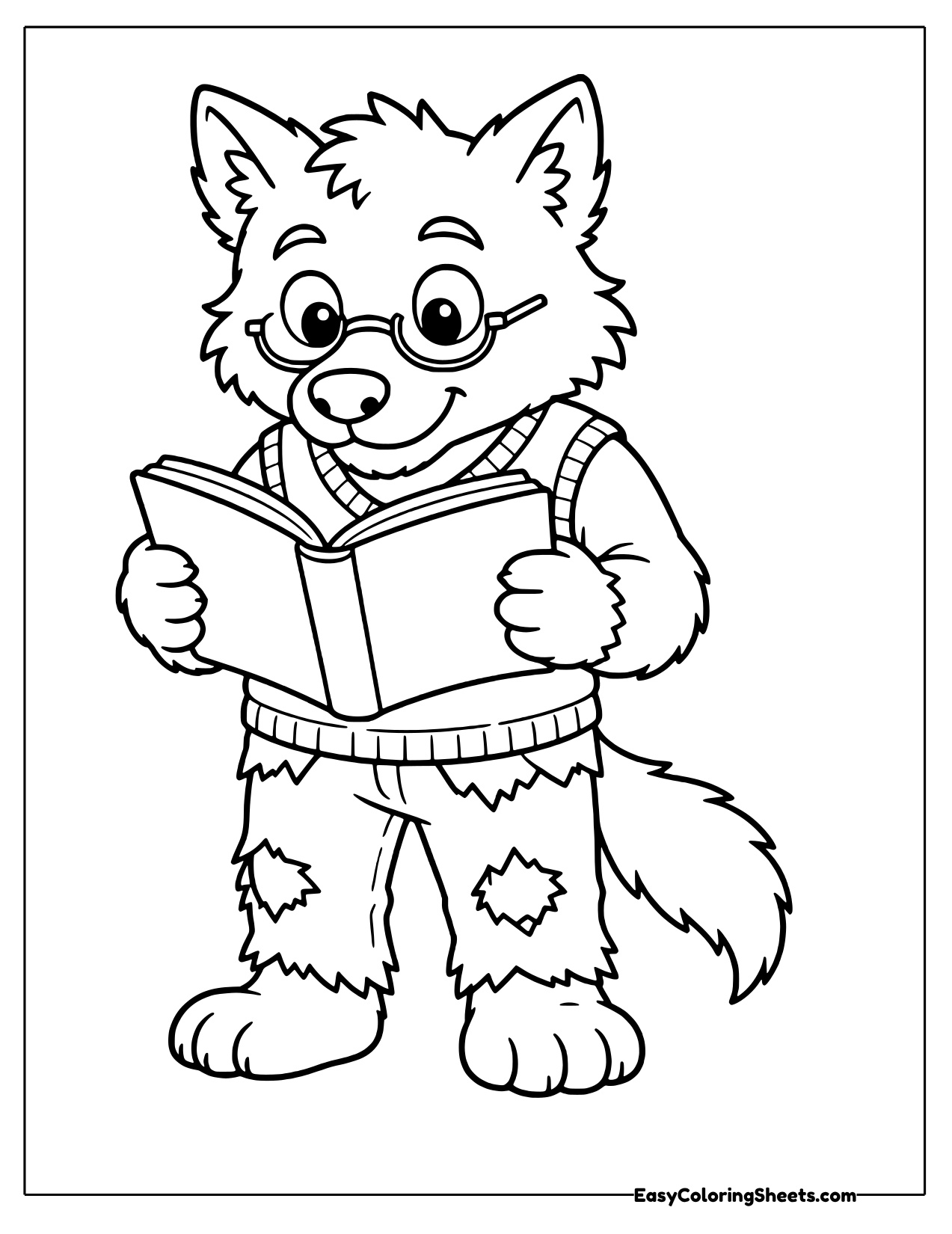 Werewolf with glasses reading a book