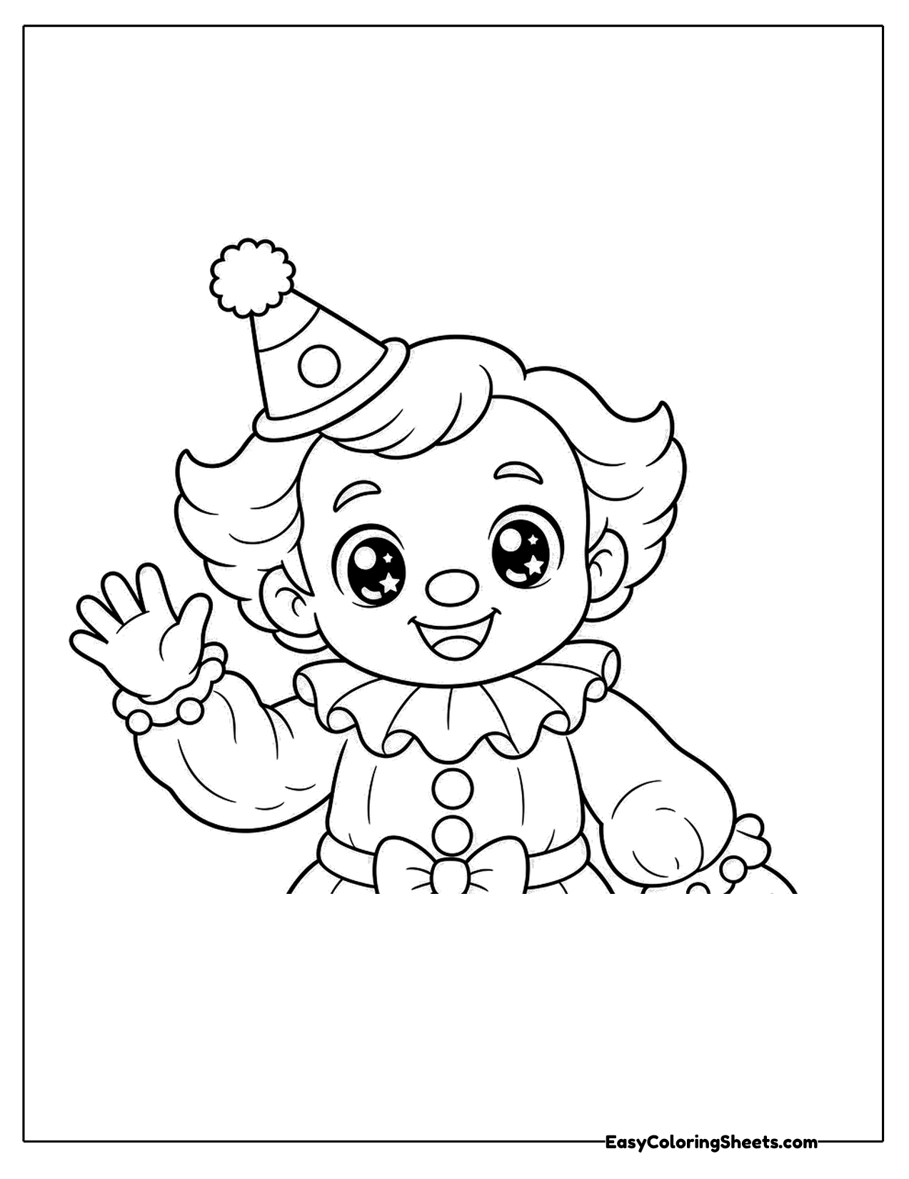 Cute clown character with a party hat