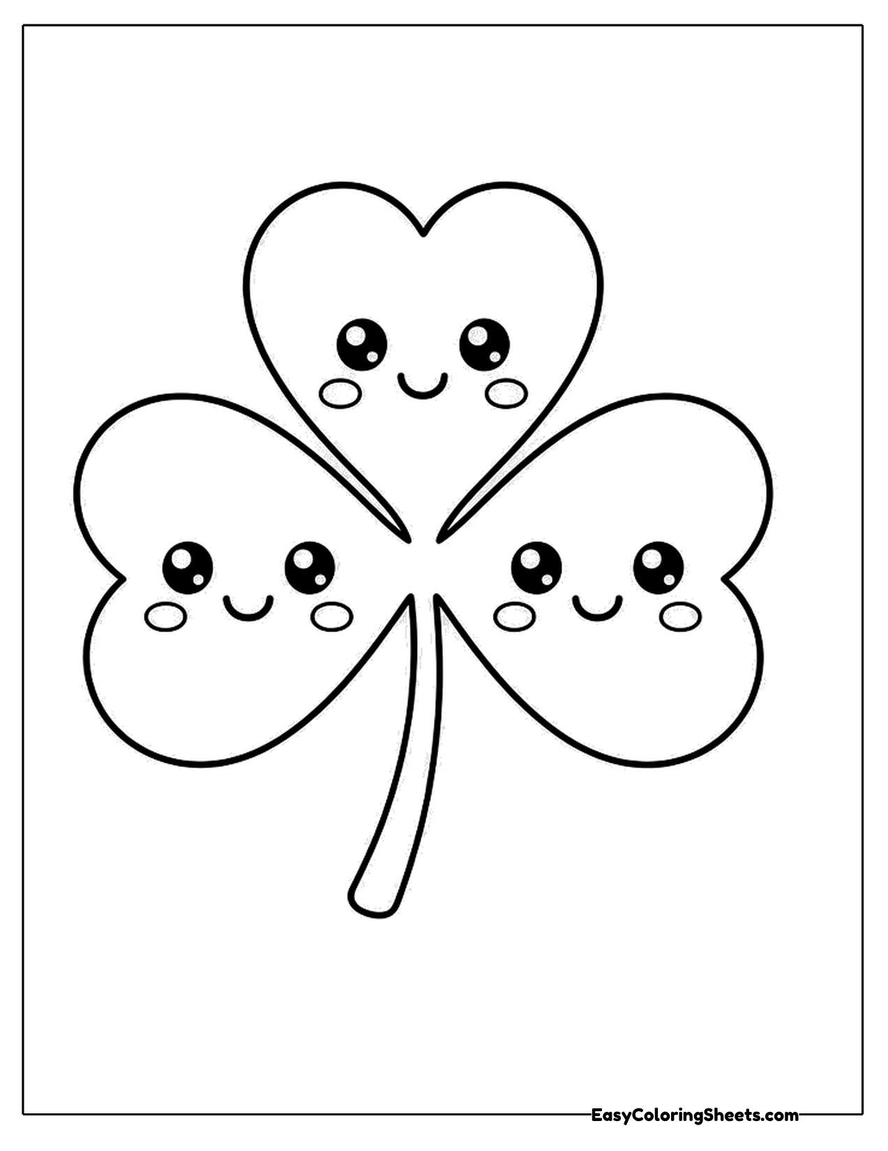 Smiling shamrock with happy faces on each leaf