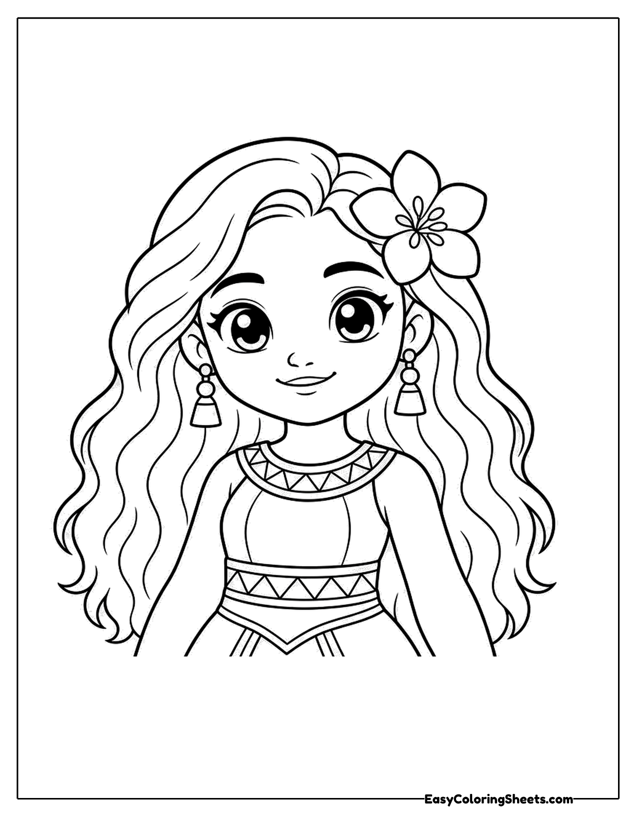 Smiling island girl with a flower in her hair