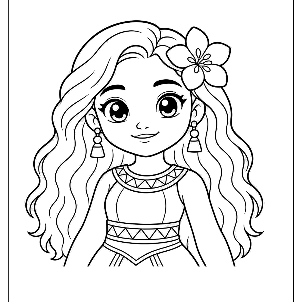 Smiling island girl with a flower in her hair