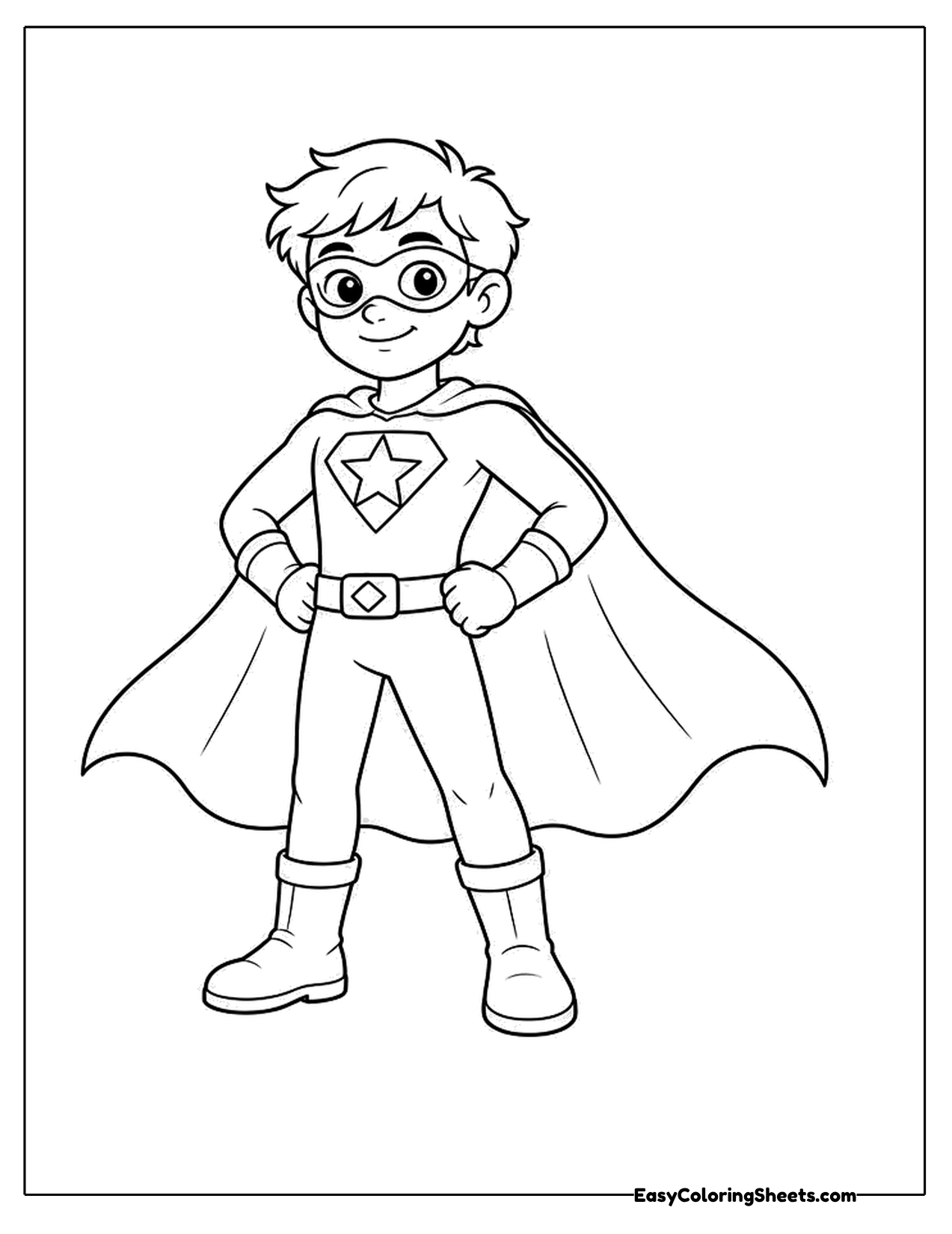 Boy superhero in a mask and cape