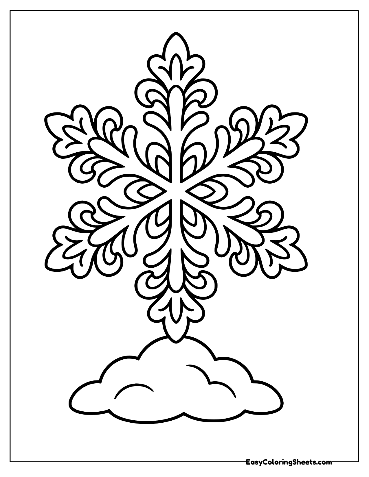 Large detailed snowflake rising from a snowdrift