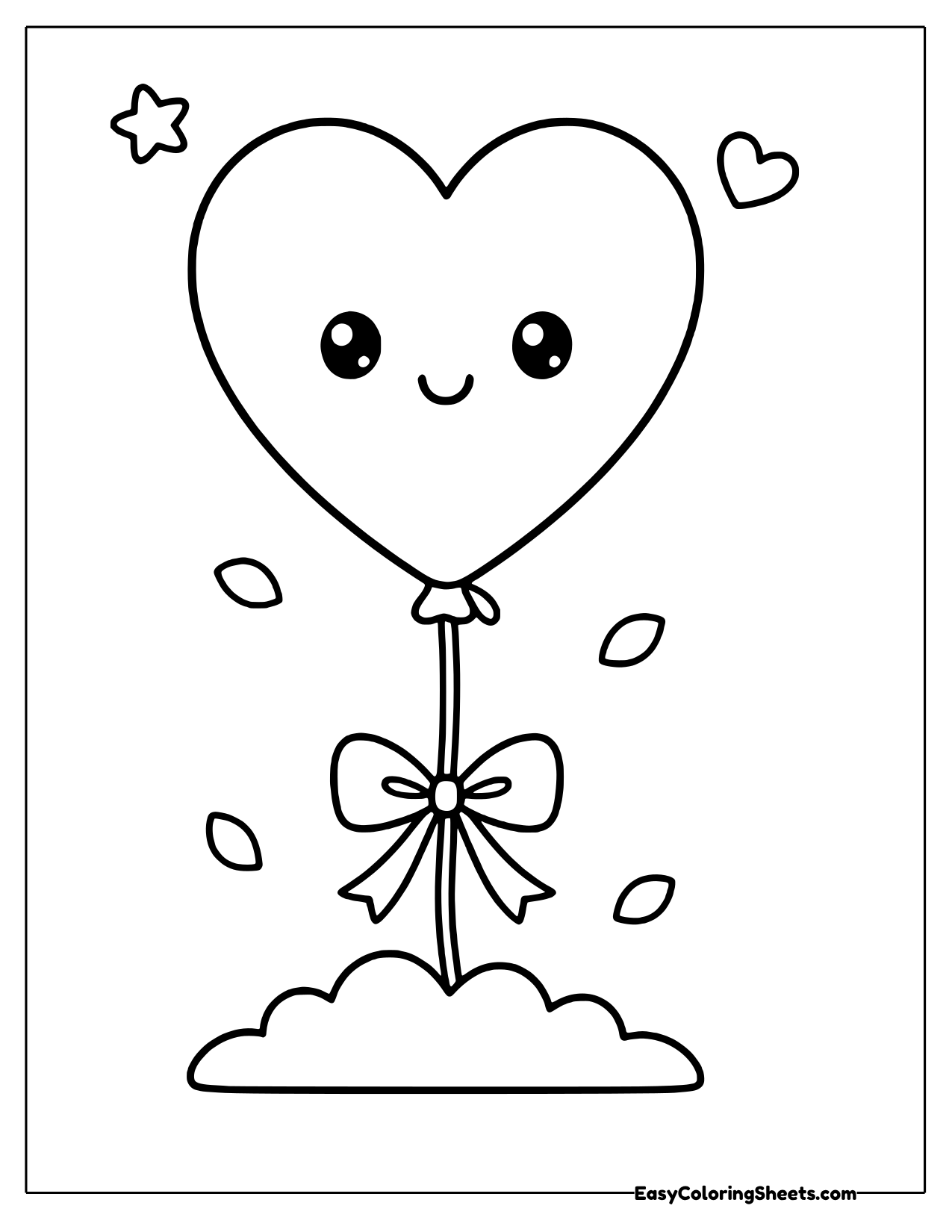 Smiling heart balloon tied with a bow