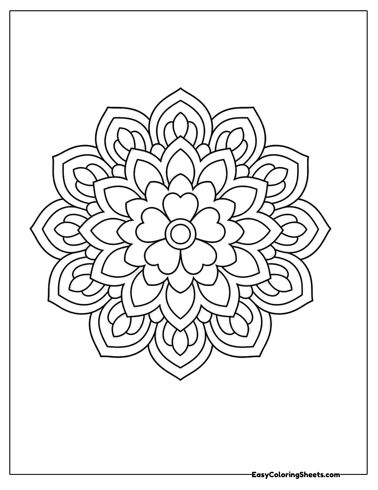Flower mandala with pointed layered petals
