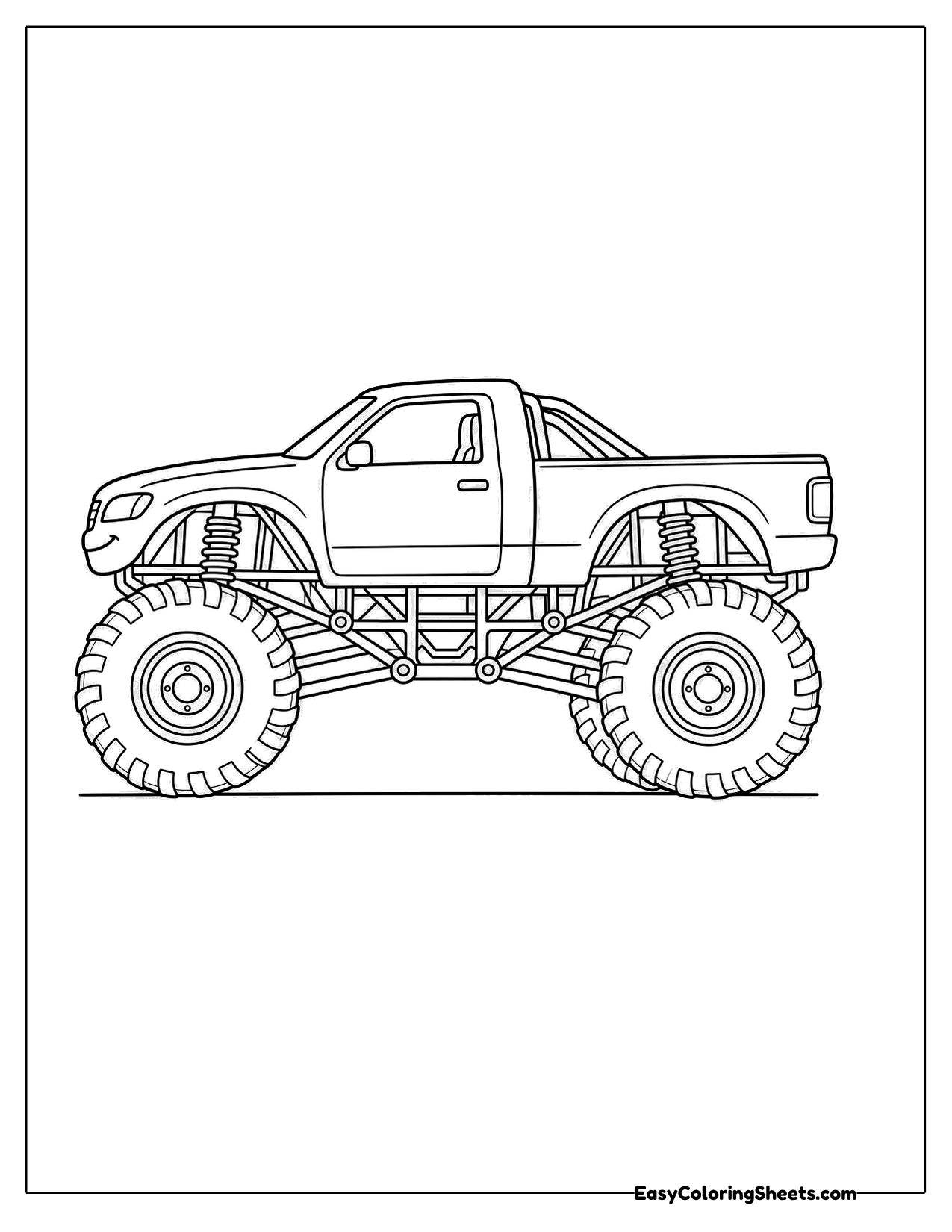 Monster truck with giant tires in side view