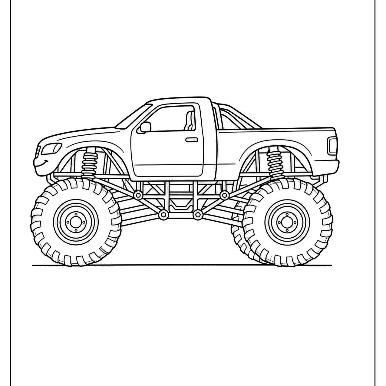 Monster truck with giant tires in side view