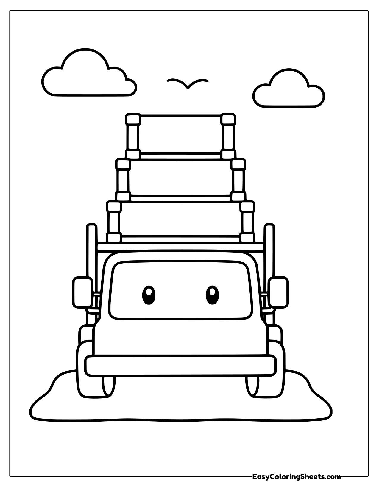 Flatbed truck carrying stacked boxes