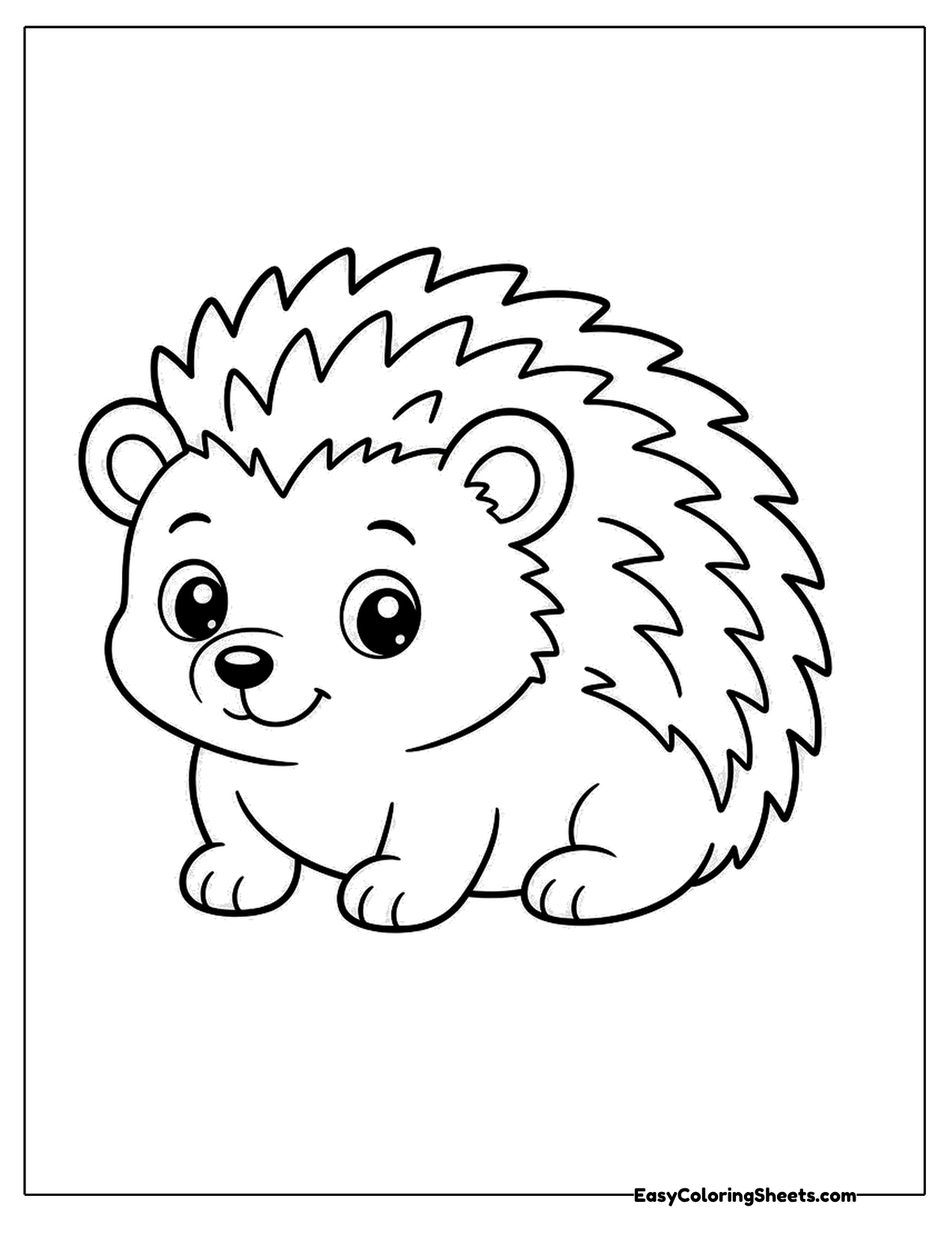 Young hedgehog with a spiky back and sweet face