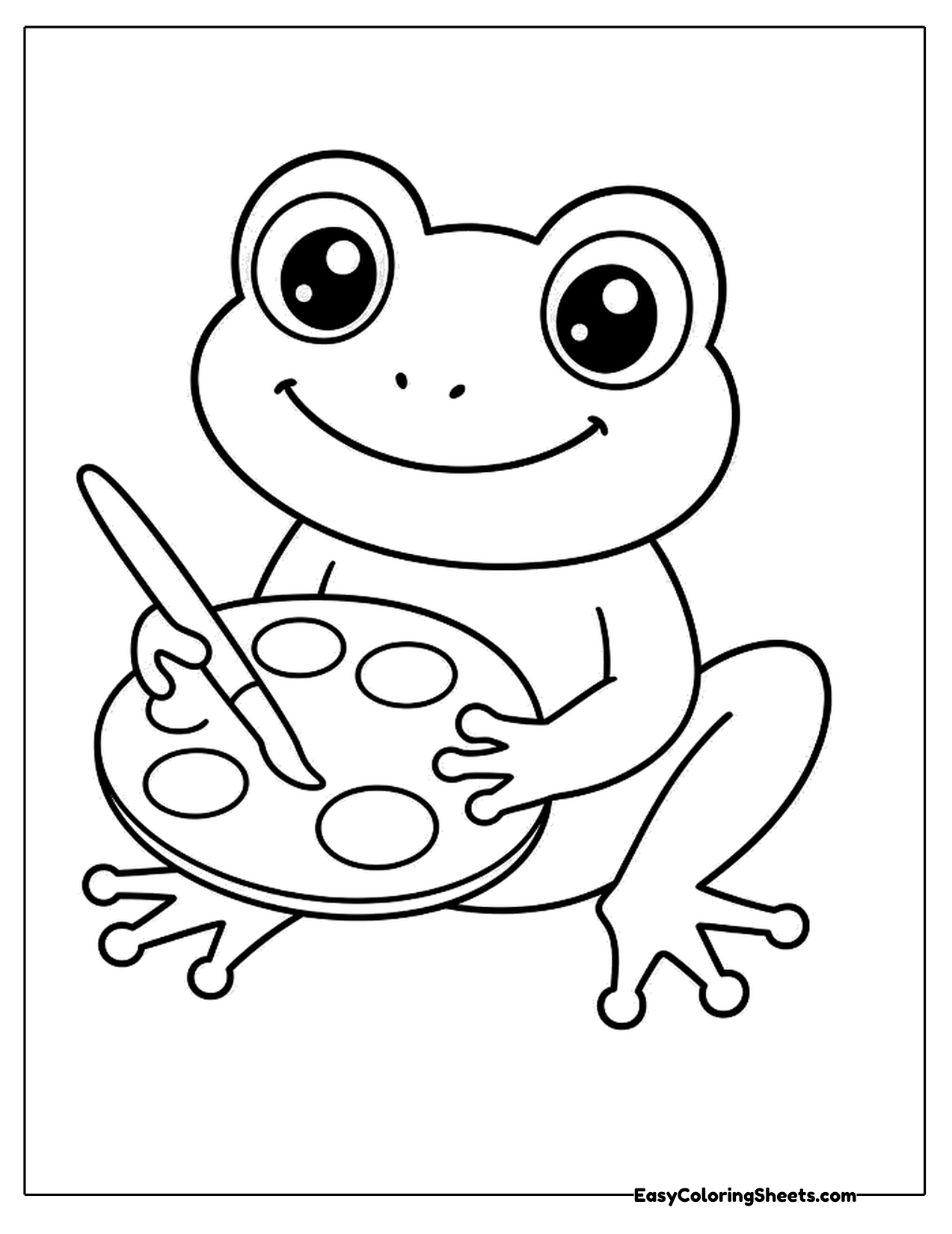 Frog holding a paint palette and a brush