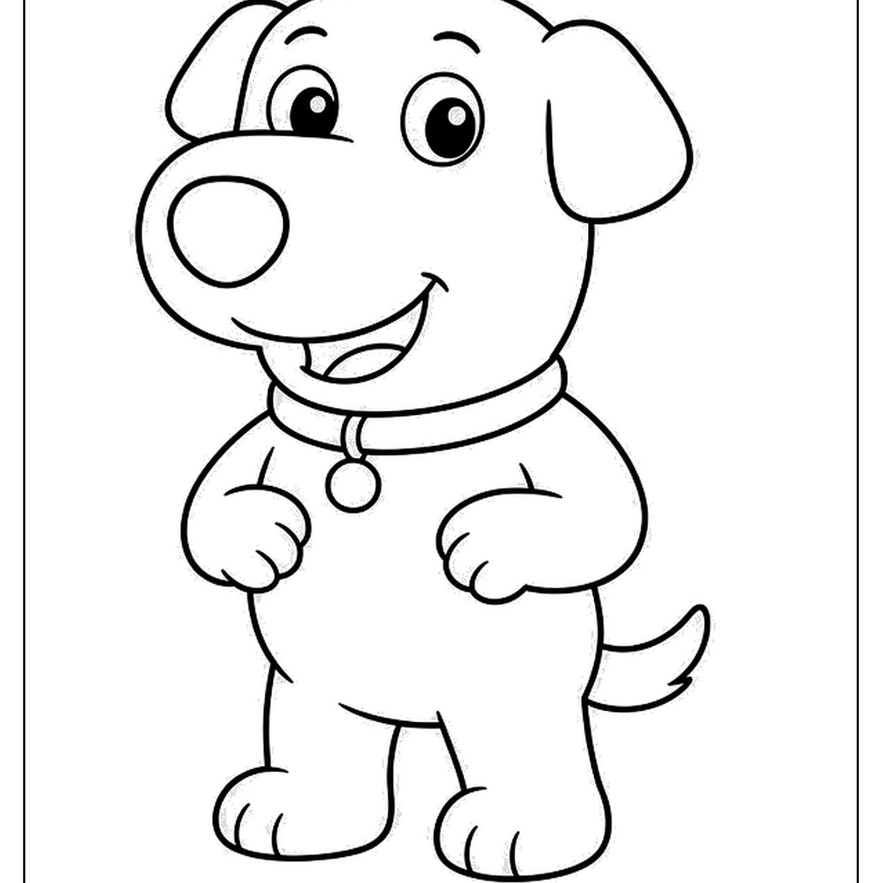 Cheerful cartoon puppy with floppy ears and a collar