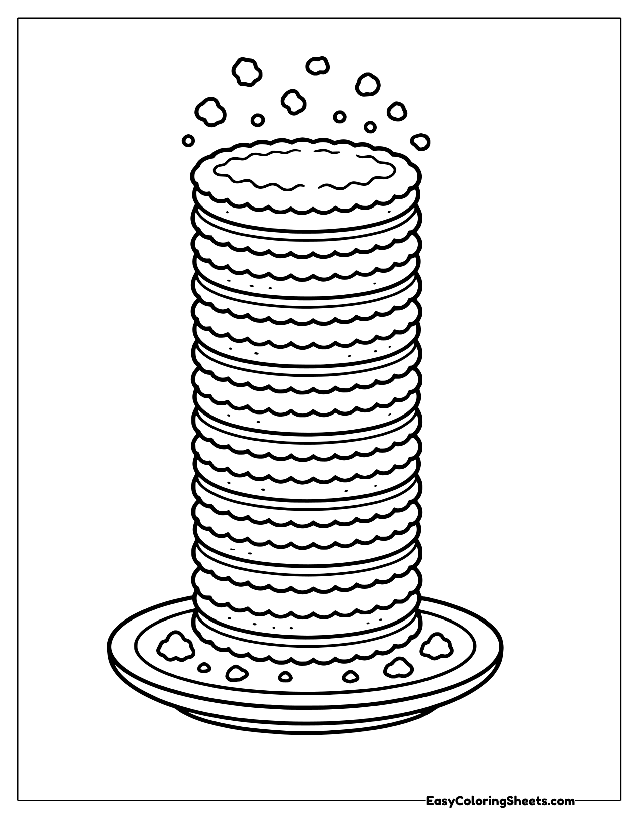 Tall stack of sandwich cookies on a plate
