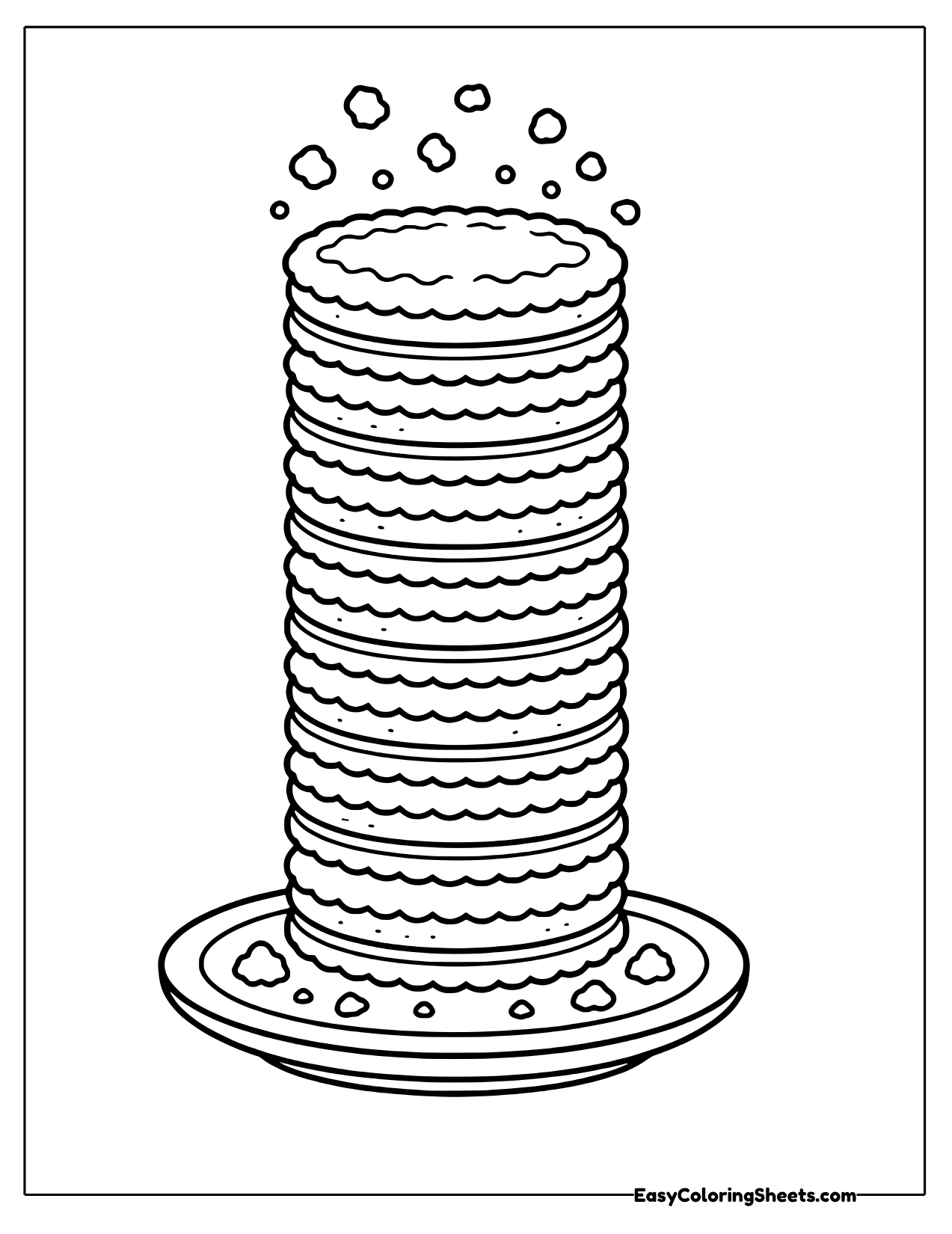 Tall stack of sandwich cookies on a plate