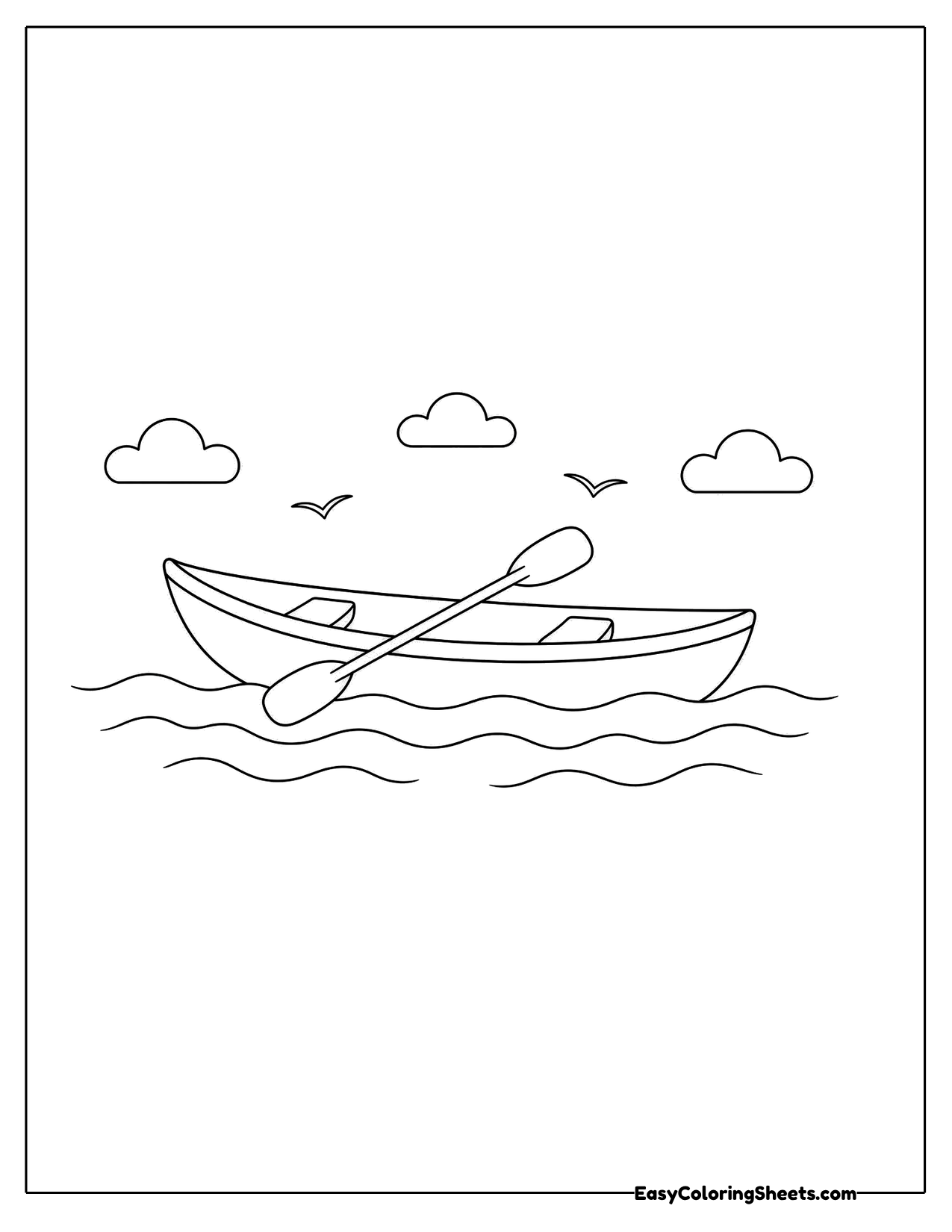 Rowboat with an oar on the water