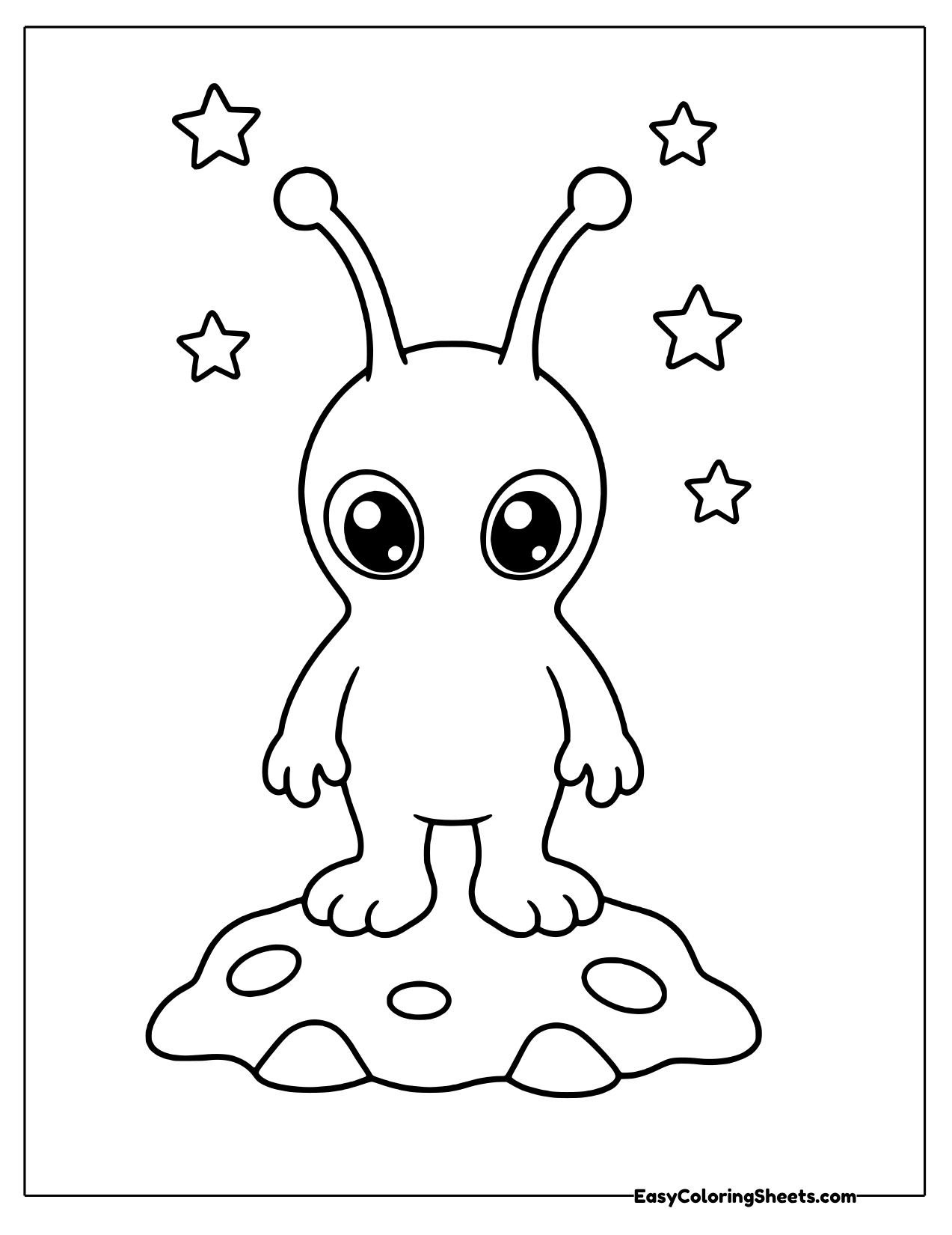 Alien with very tall antennae among stars