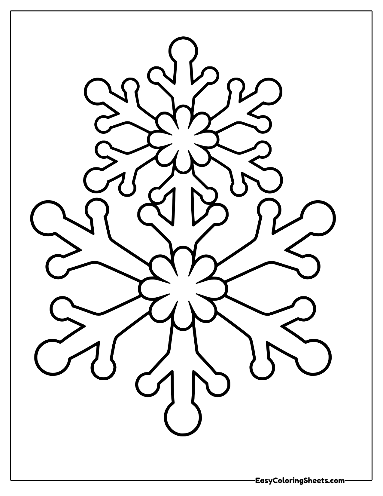 Stacked snowflakes with round bulb tips