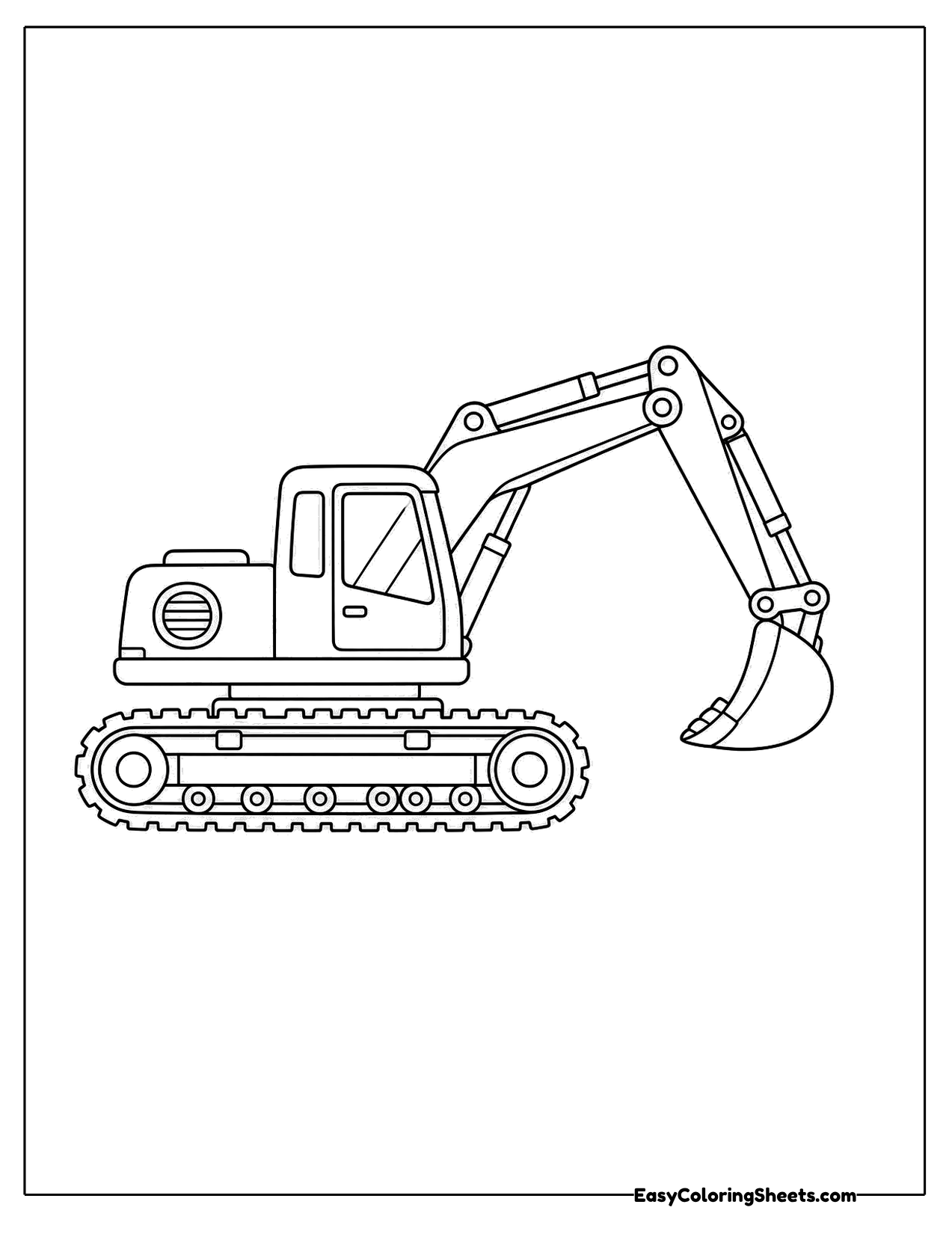 Cute excavator digging with its bucket