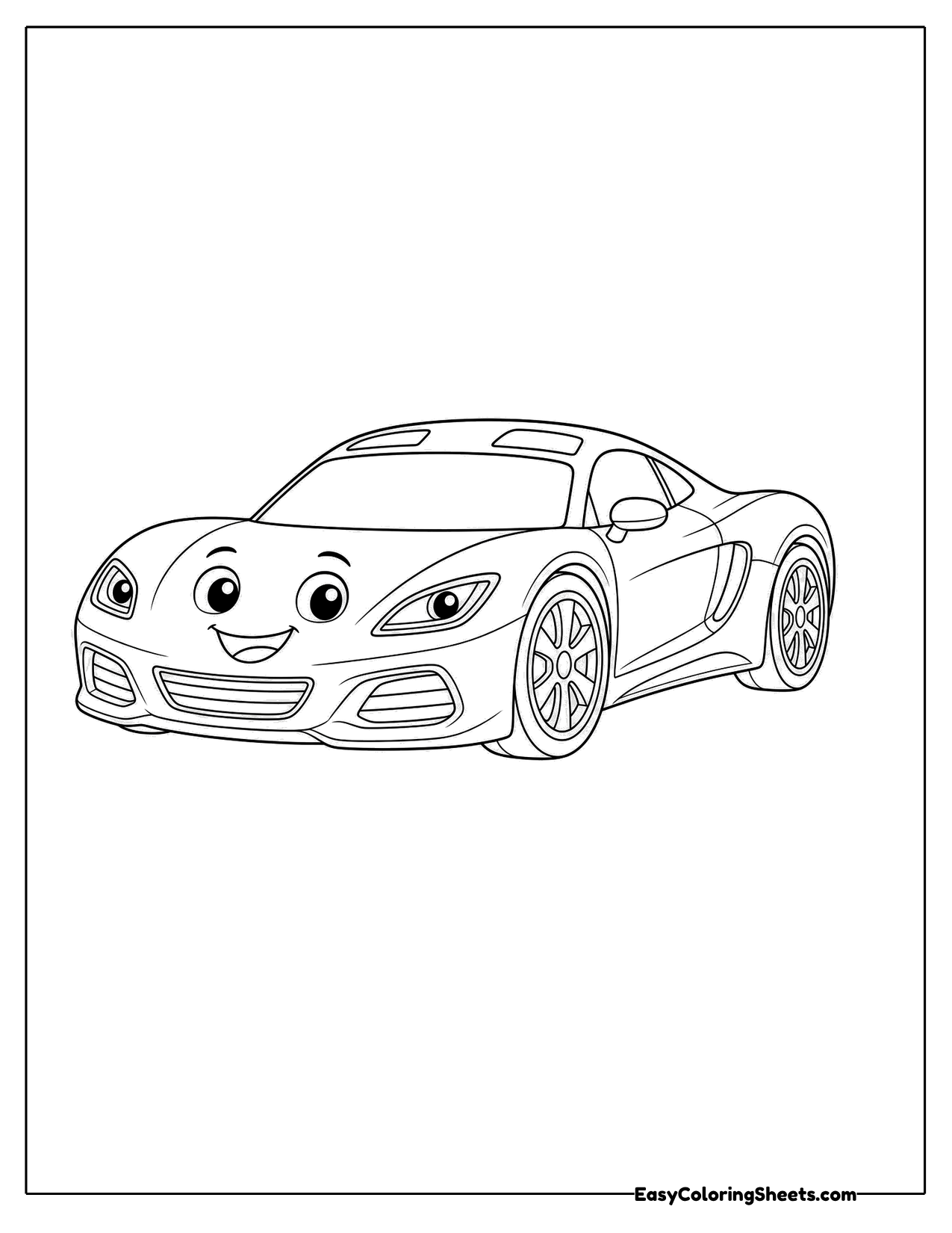 Cartoon sports car with a smiling face