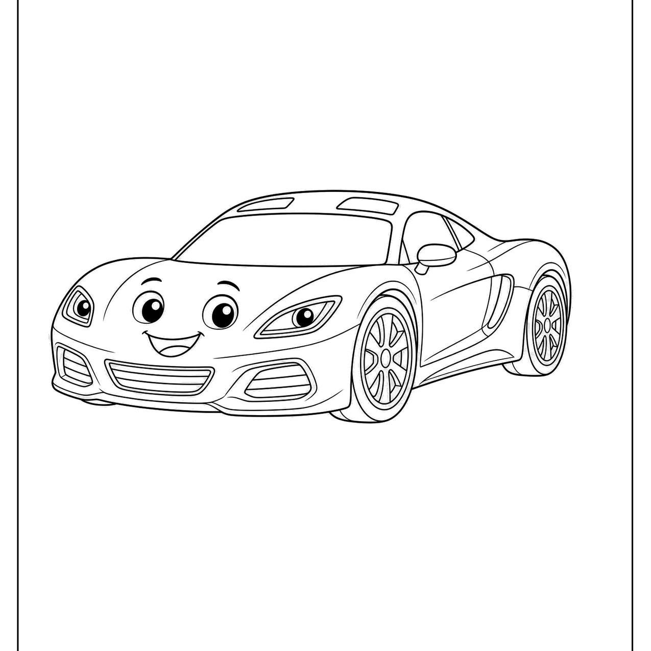 Cartoon sports car with a smiling face