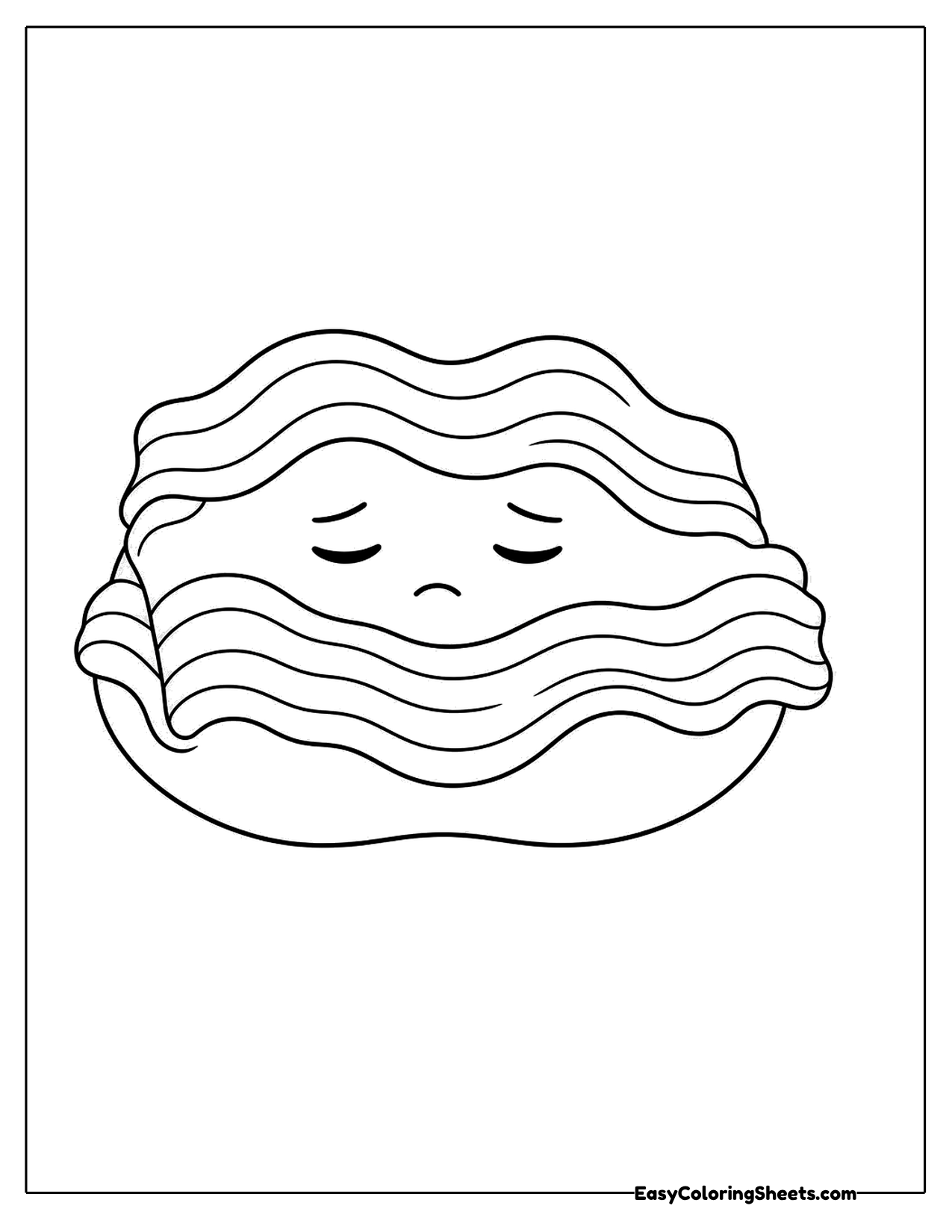 Sleepy yolk character tucked under strips of bacon