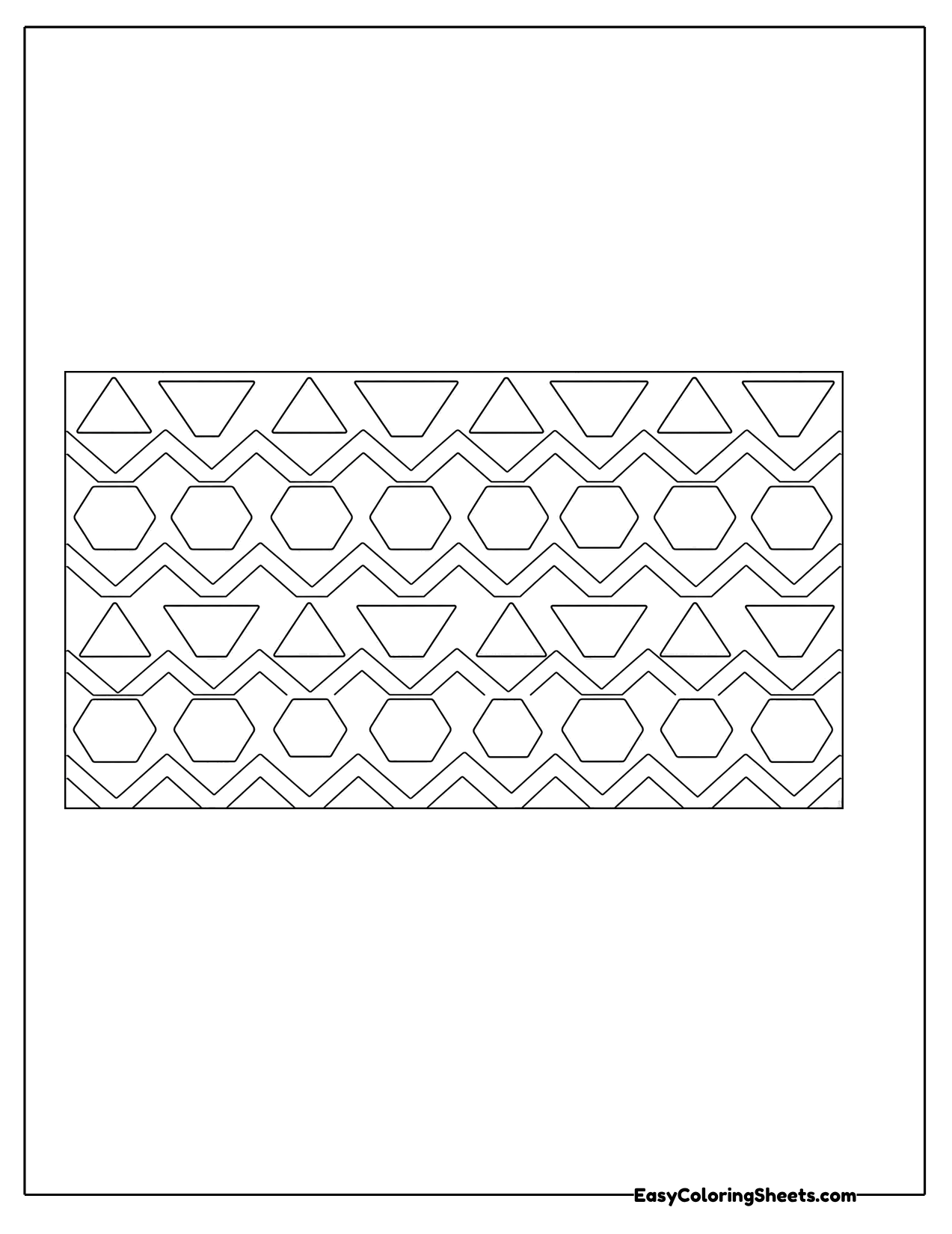 Geometric band of triangles and hexagons