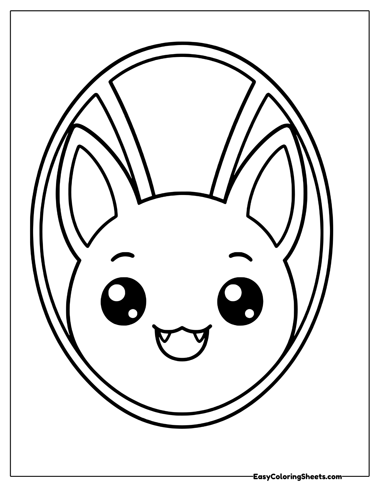 Bat face framed in an oval