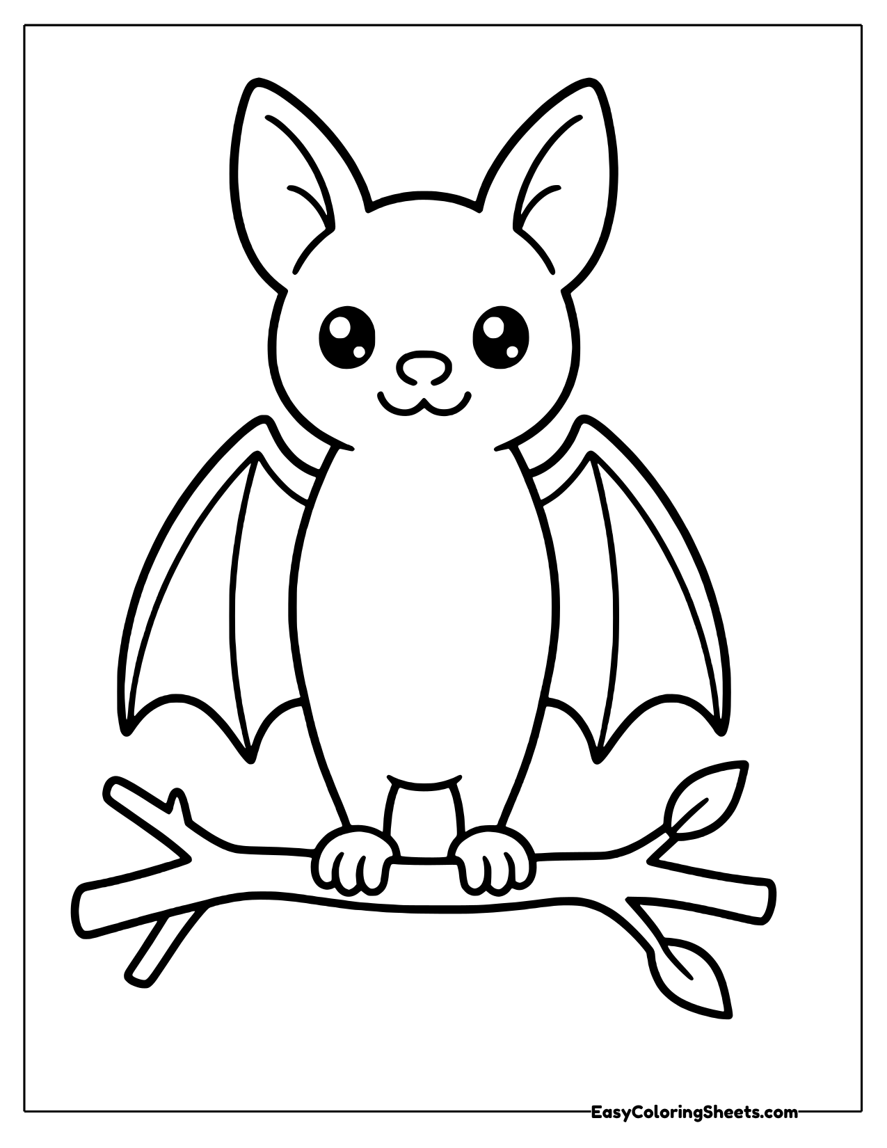 Bat with folded wings on a branch