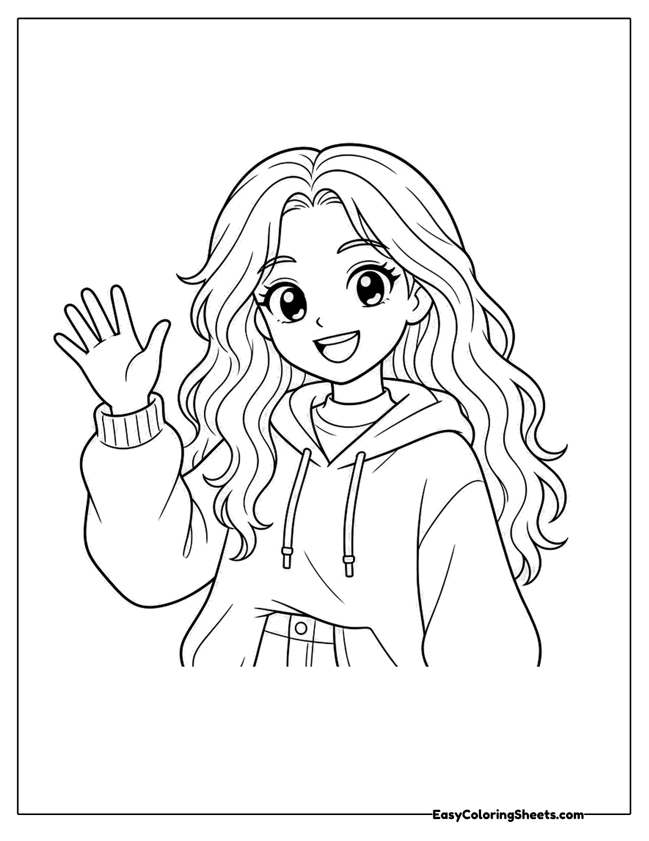 Singer with long hair waving