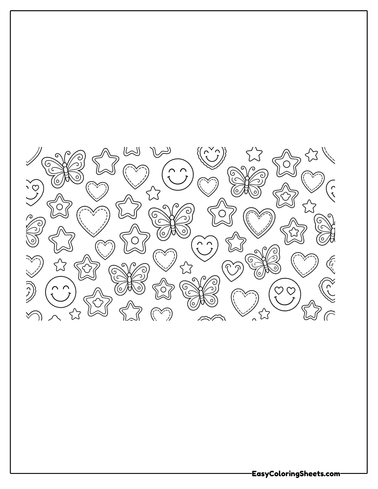 Retro pattern band with hearts, stars and butterflies