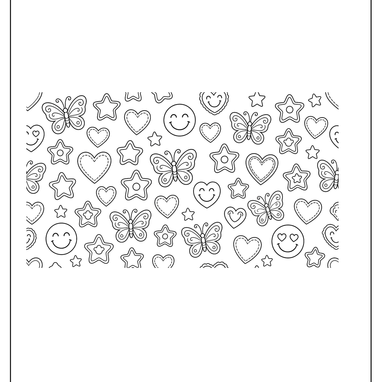 Retro pattern band with hearts, stars and butterflies