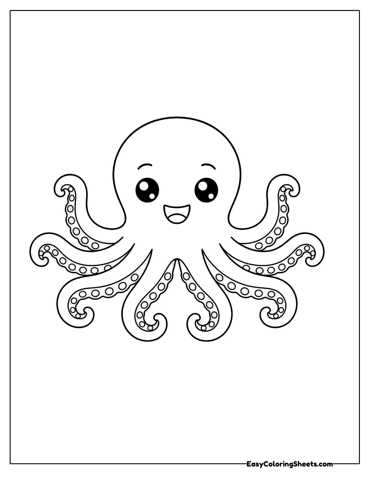 Cute octopus with arms in neat curls