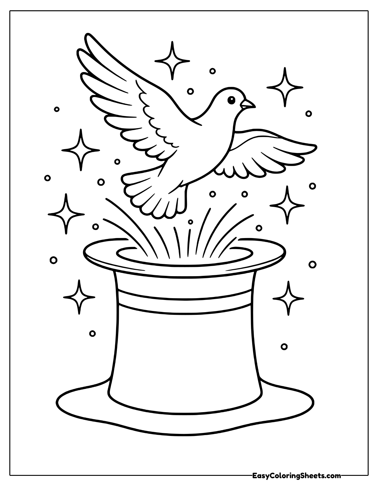 Dove flying out of a magic top hat