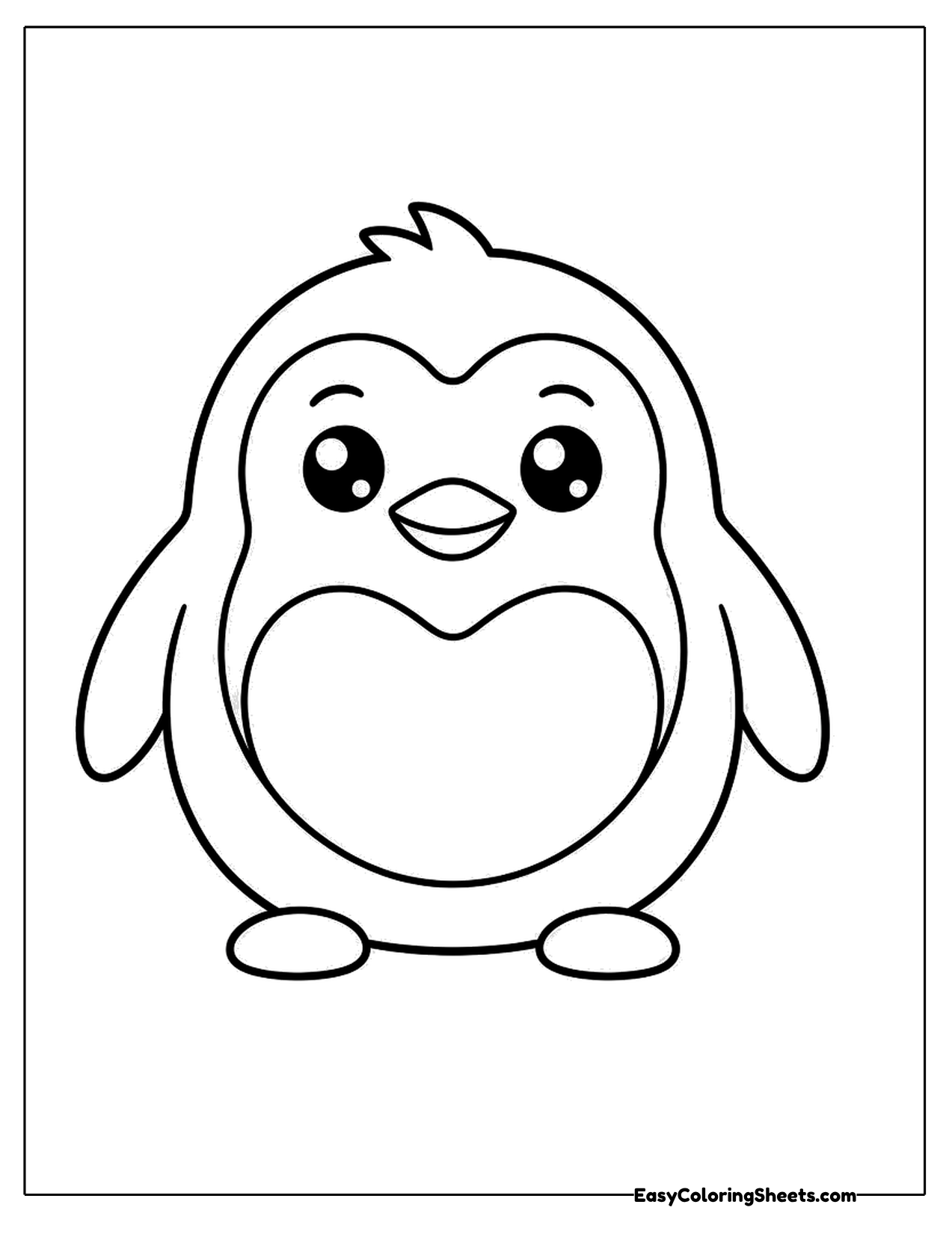 Round penguin character with a big belly