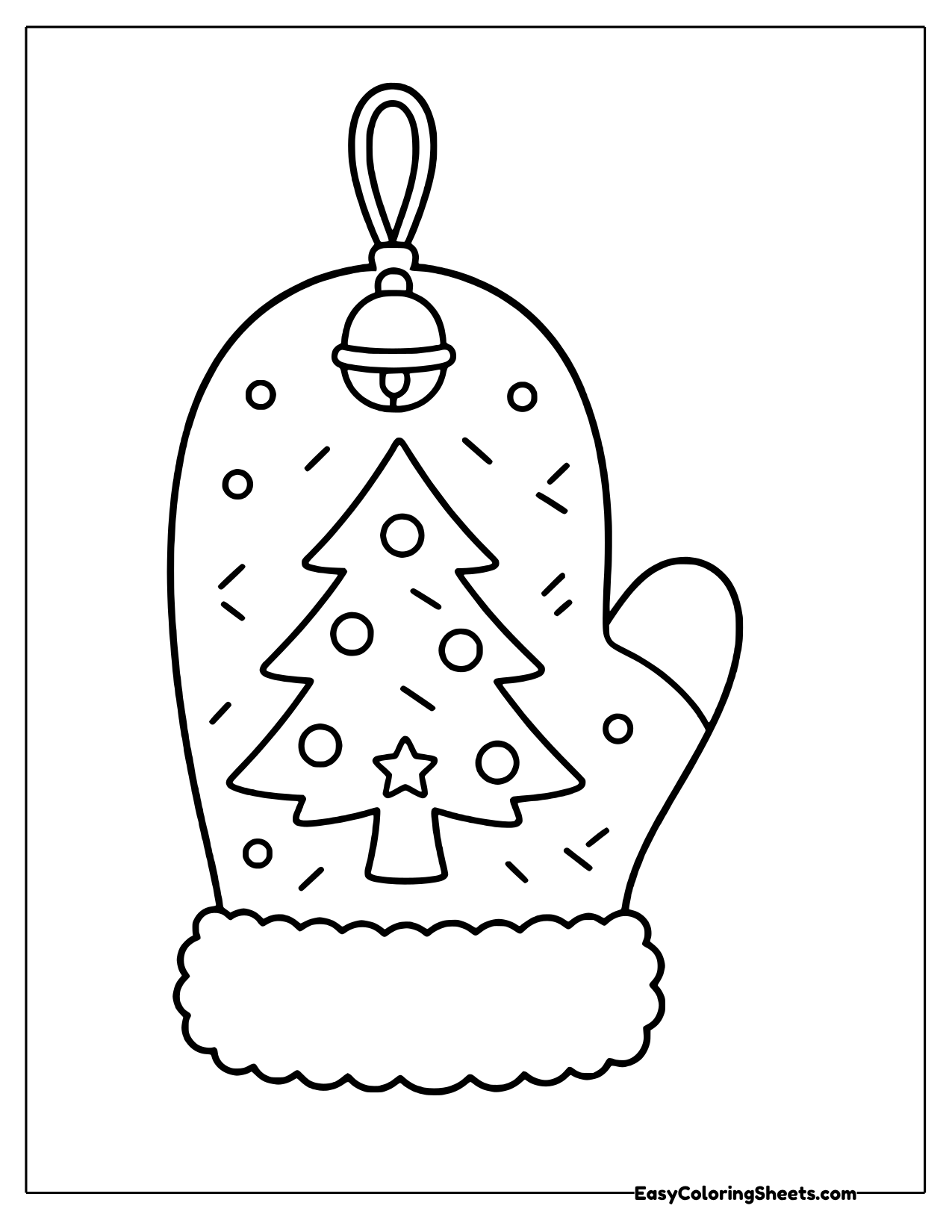Mitten with a Christmas tree and jingle bell
