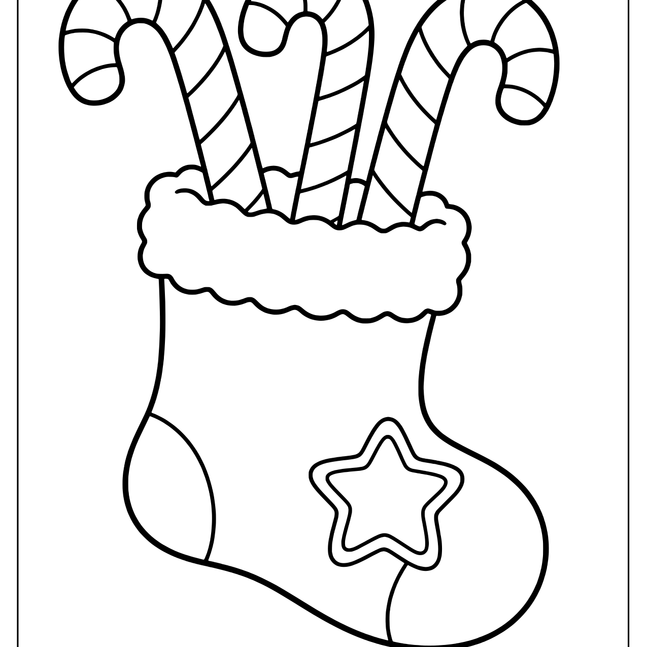 Three candy canes in a Christmas stocking with a star