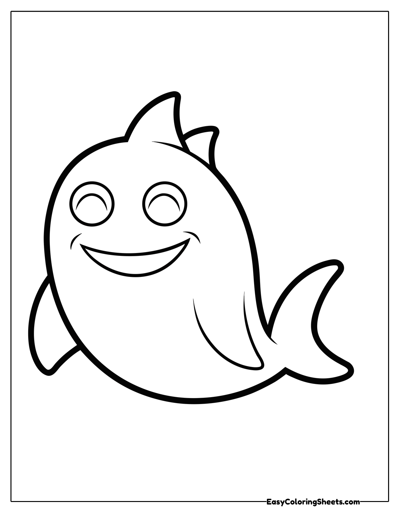 Easy outline of a smiling shark