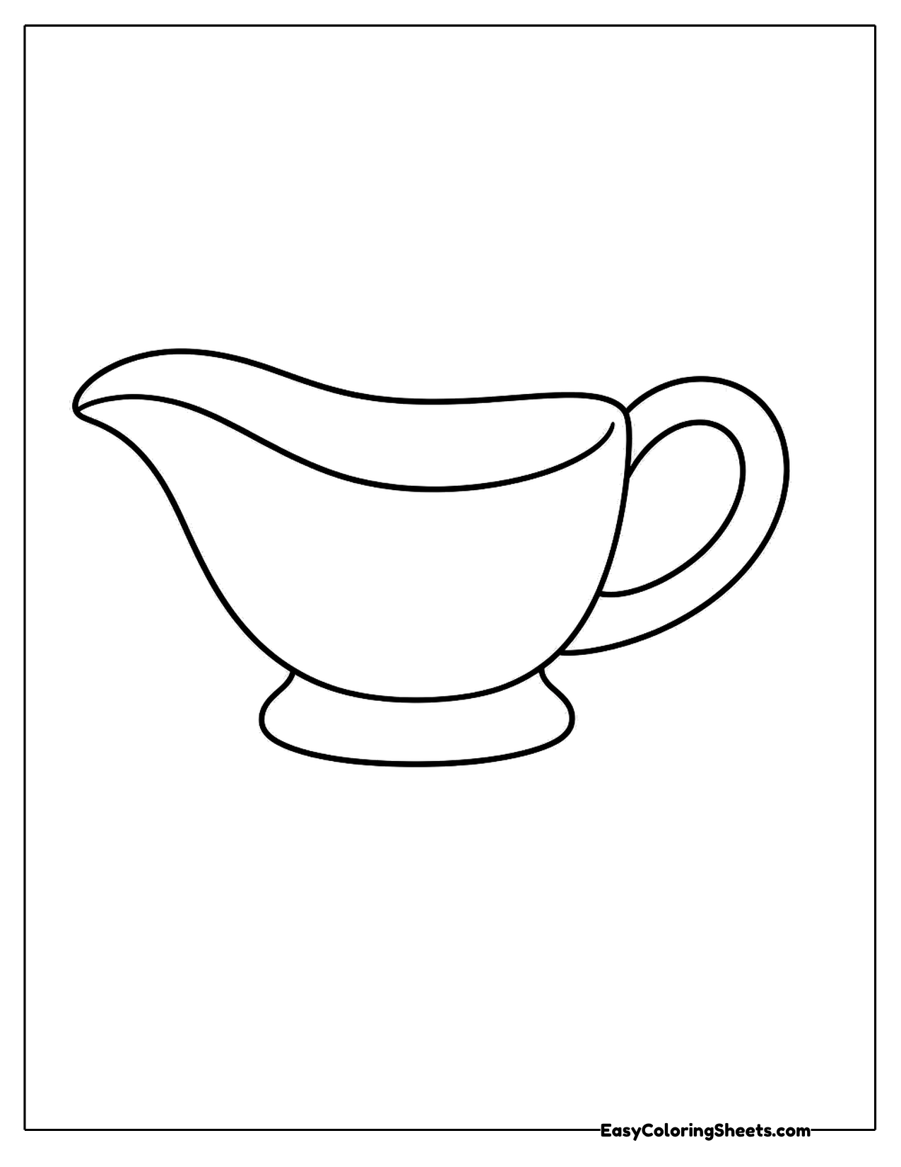 Plain gravy boat with a spout and curved handle