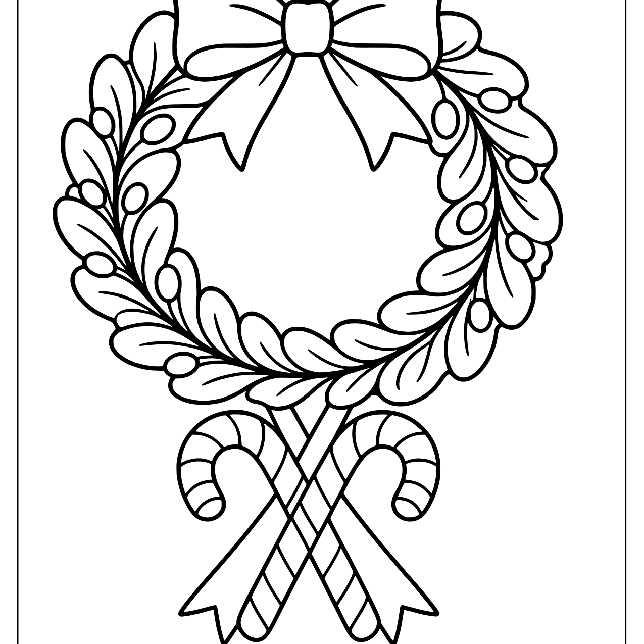 Christmas wreath with a bow and dangling candy canes