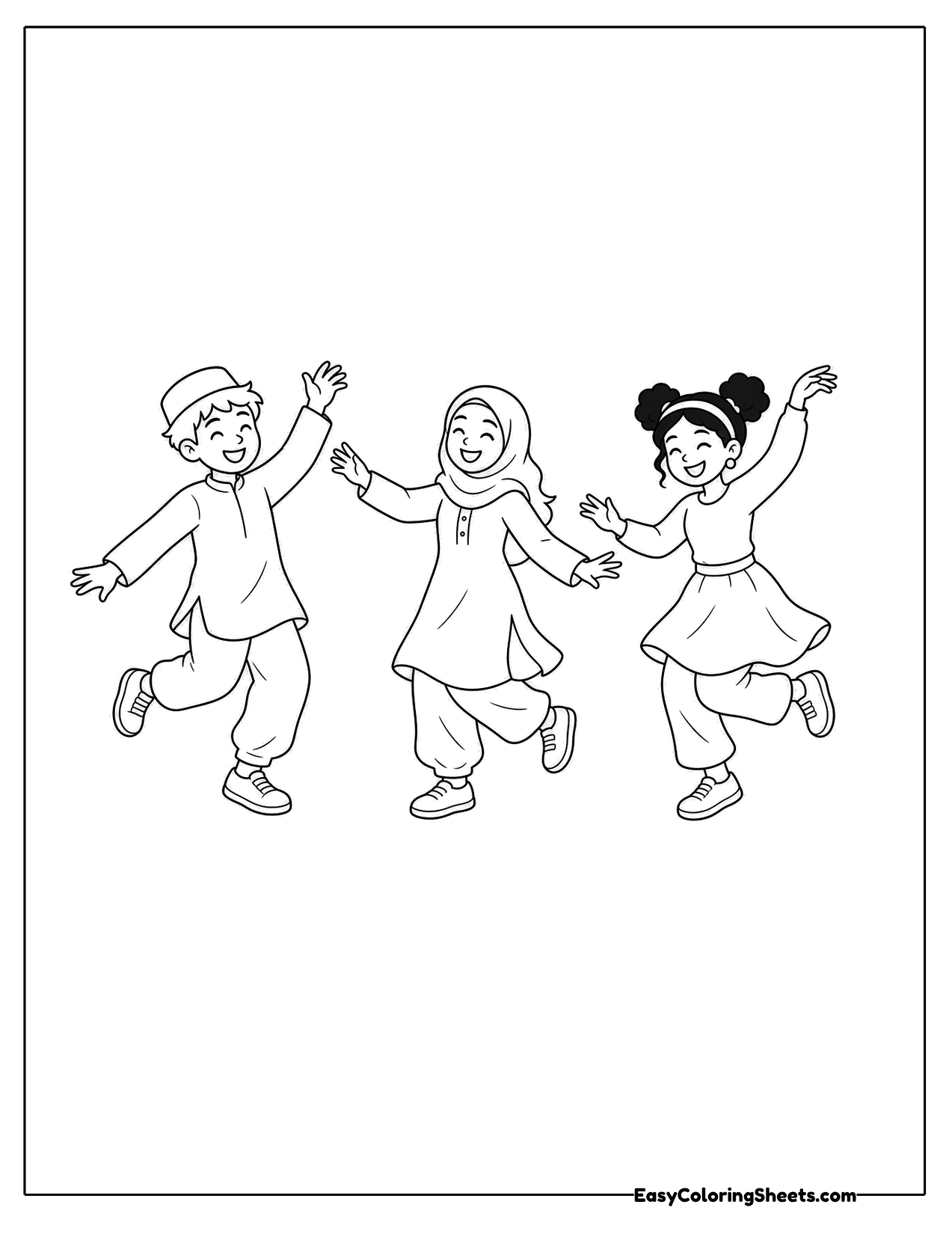 Three kids dancing together