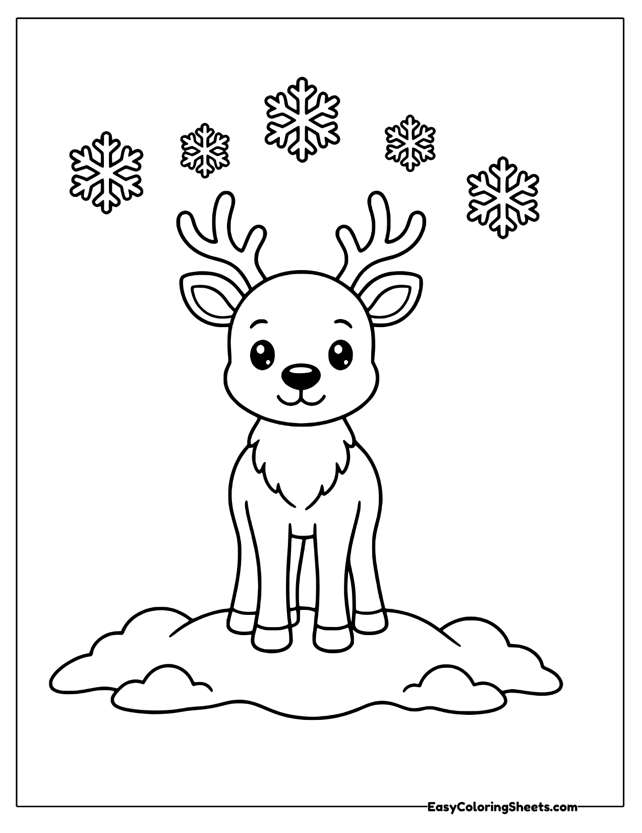 Reindeer standing on snow front view
