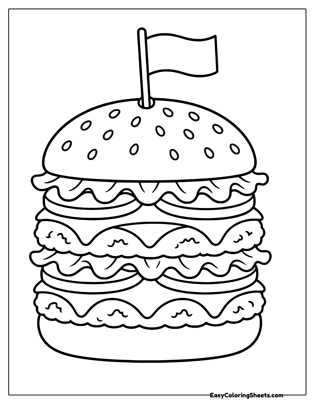 Double hamburger with a flag on top