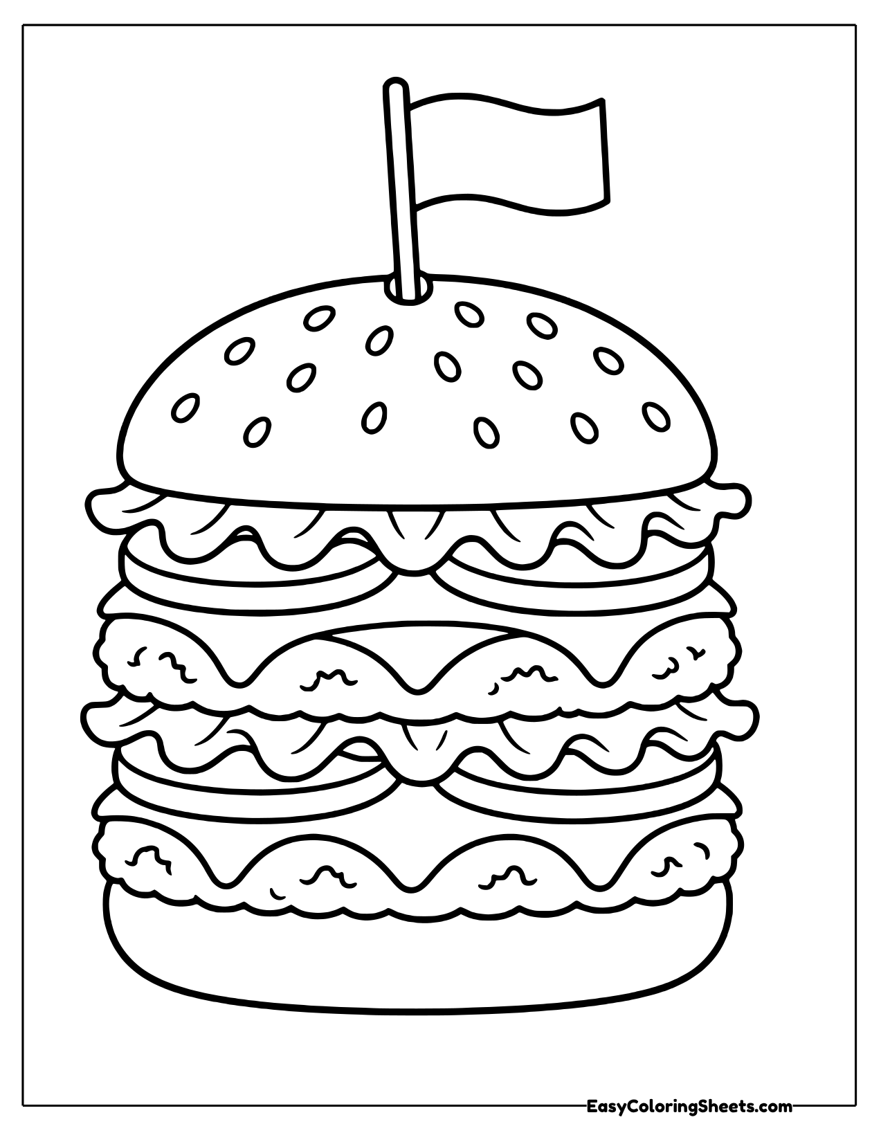 Double hamburger with a flag on top