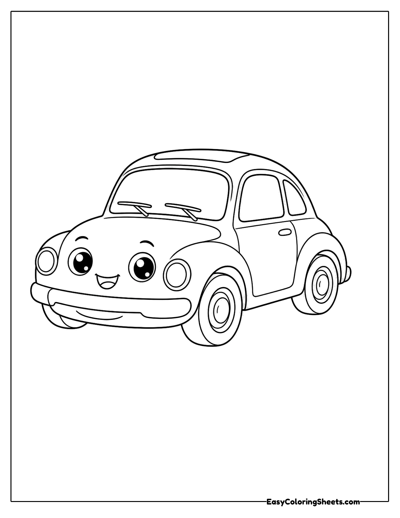 Rounded little car with big sparkly eyes