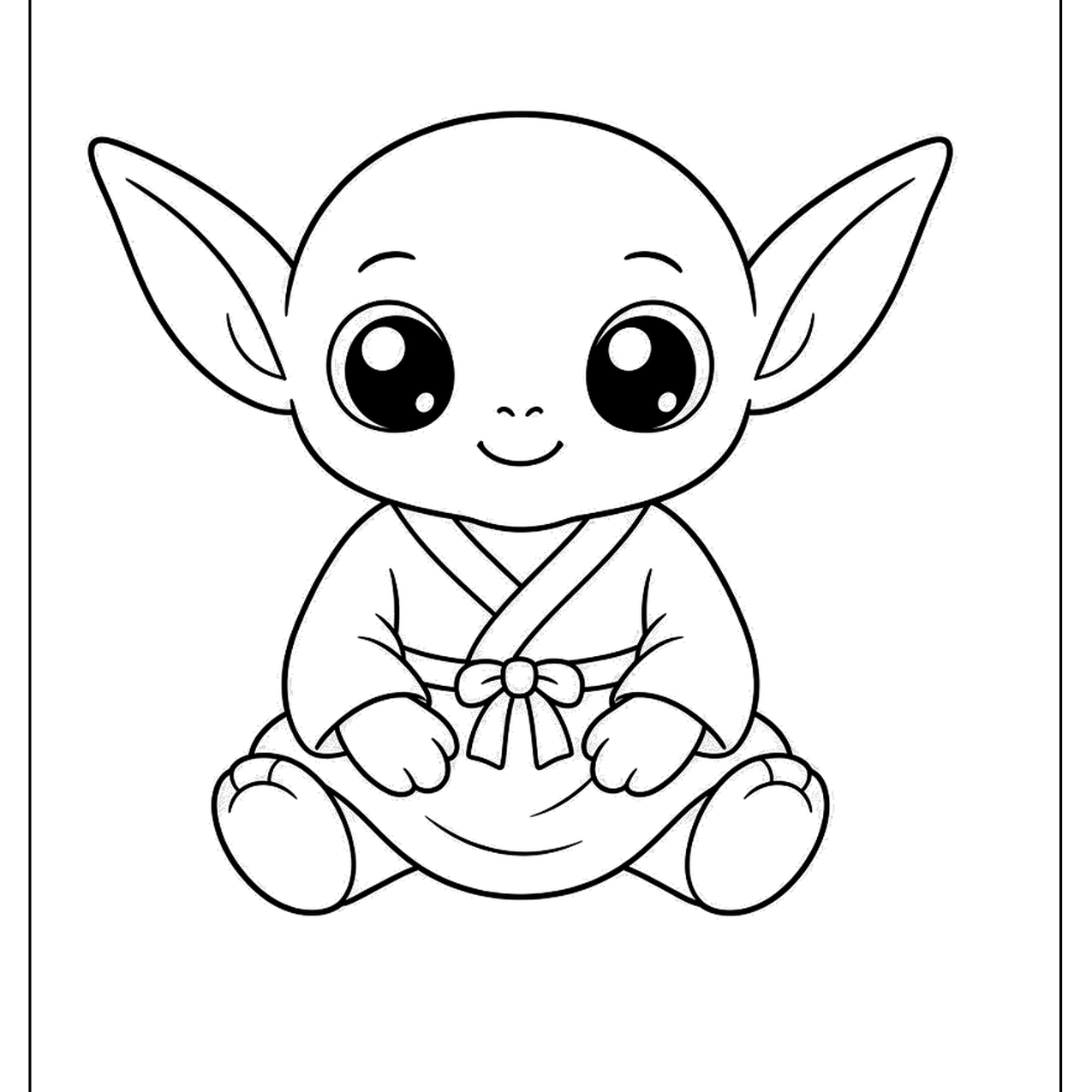 Little green creature with big ears sitting