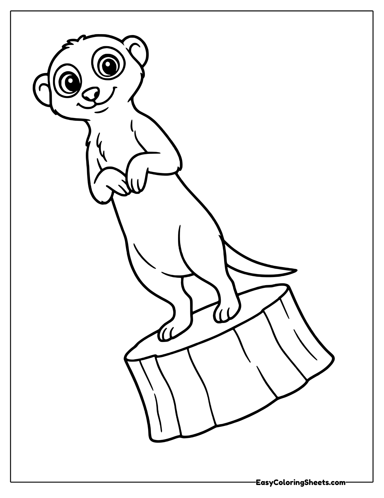 Meerkat standing on a tree stump