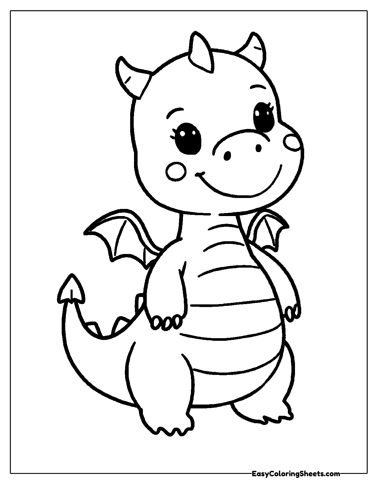 Easy dragon with bold lines
