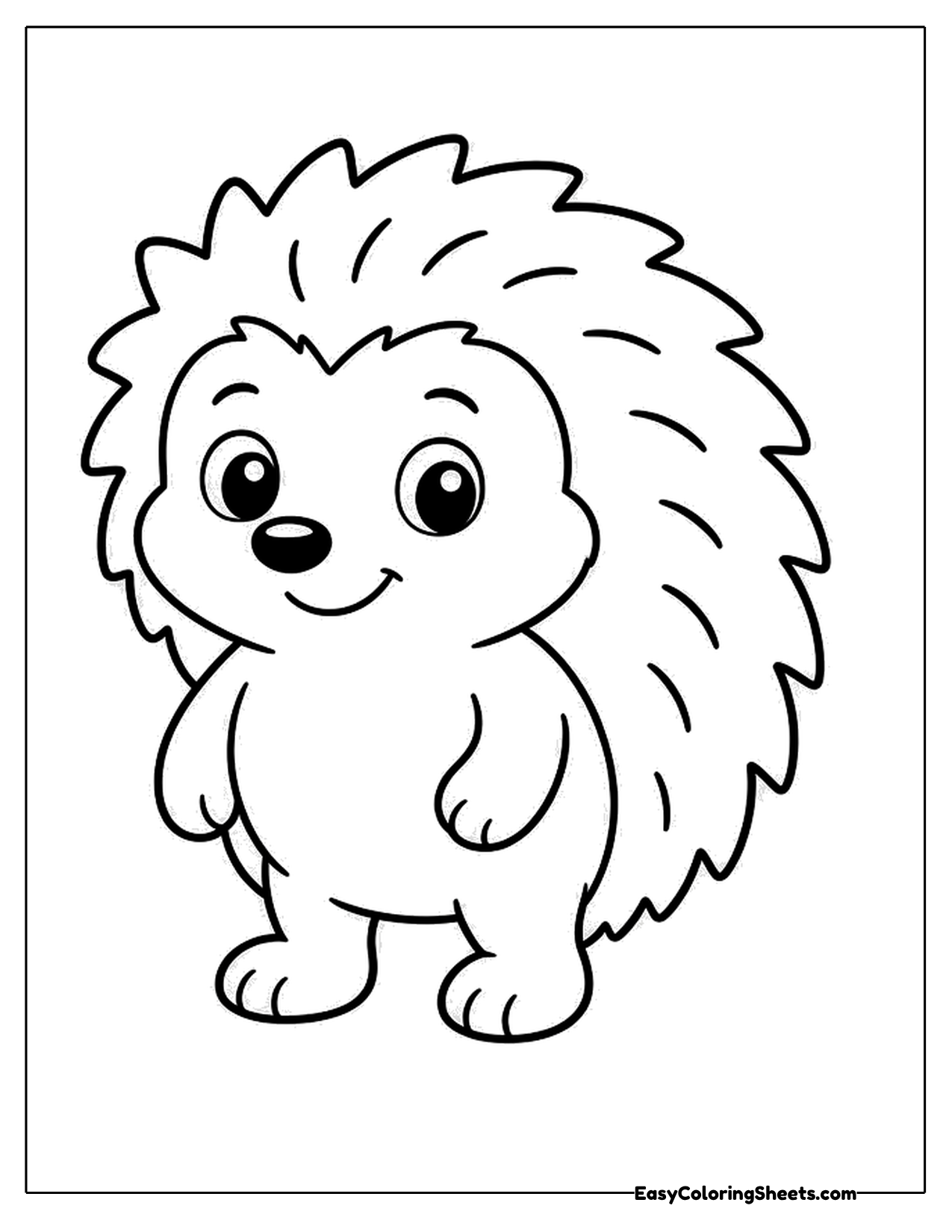 Hedgehog character standing upright with spiky fur