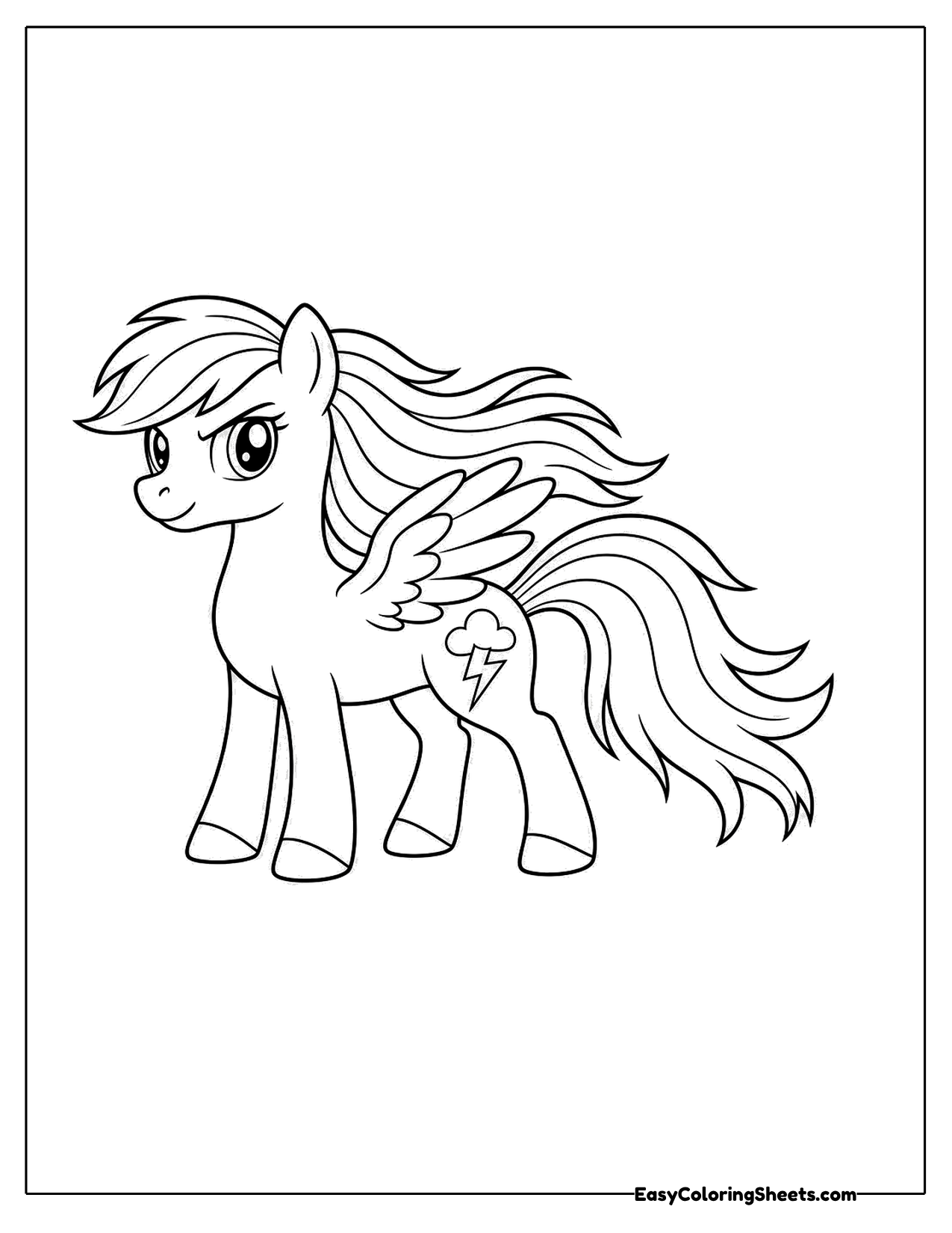 Winged pony standing proudly
