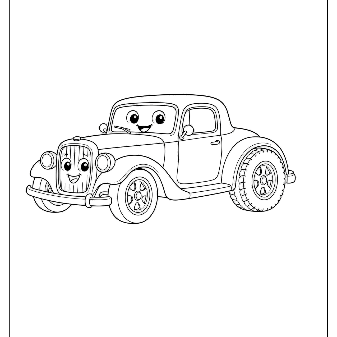 Smiling vintage hot rod car with a face