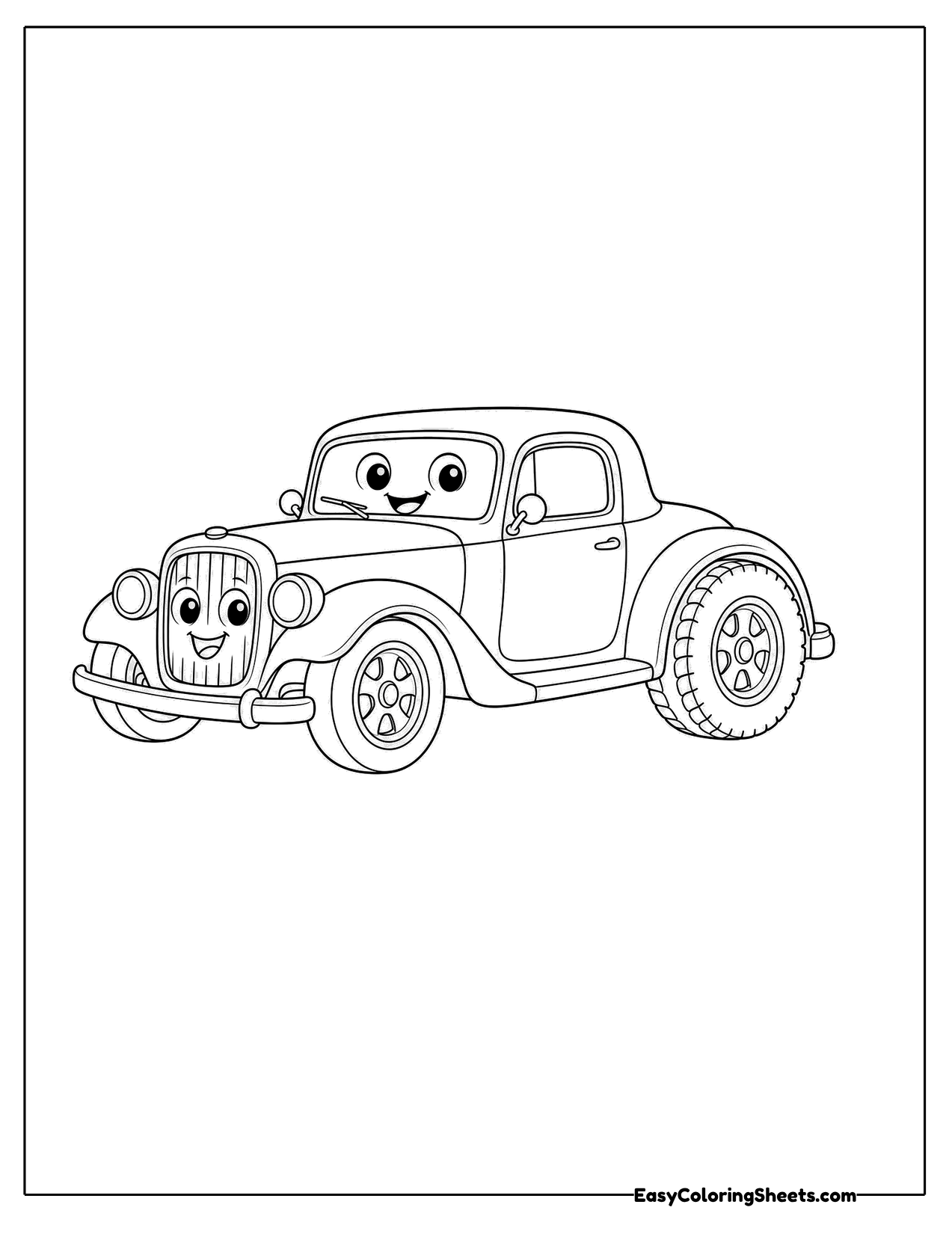 Smiling vintage hot rod car with a face